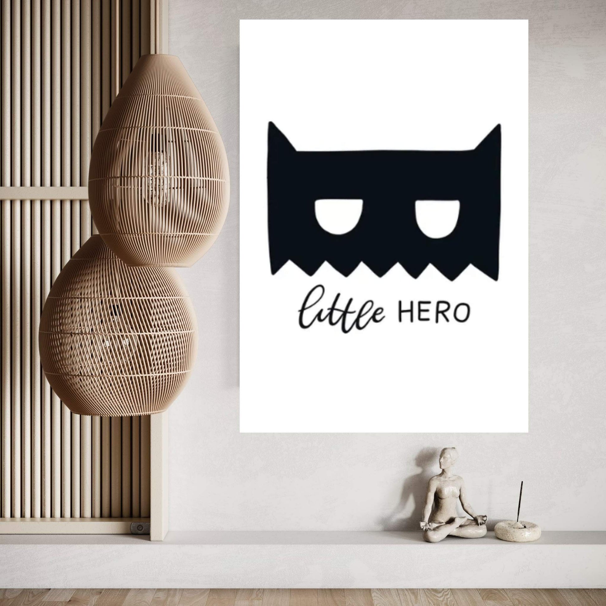 Little Hero Mask Black Super Scandi Canvas Wall Art - Y Canvas