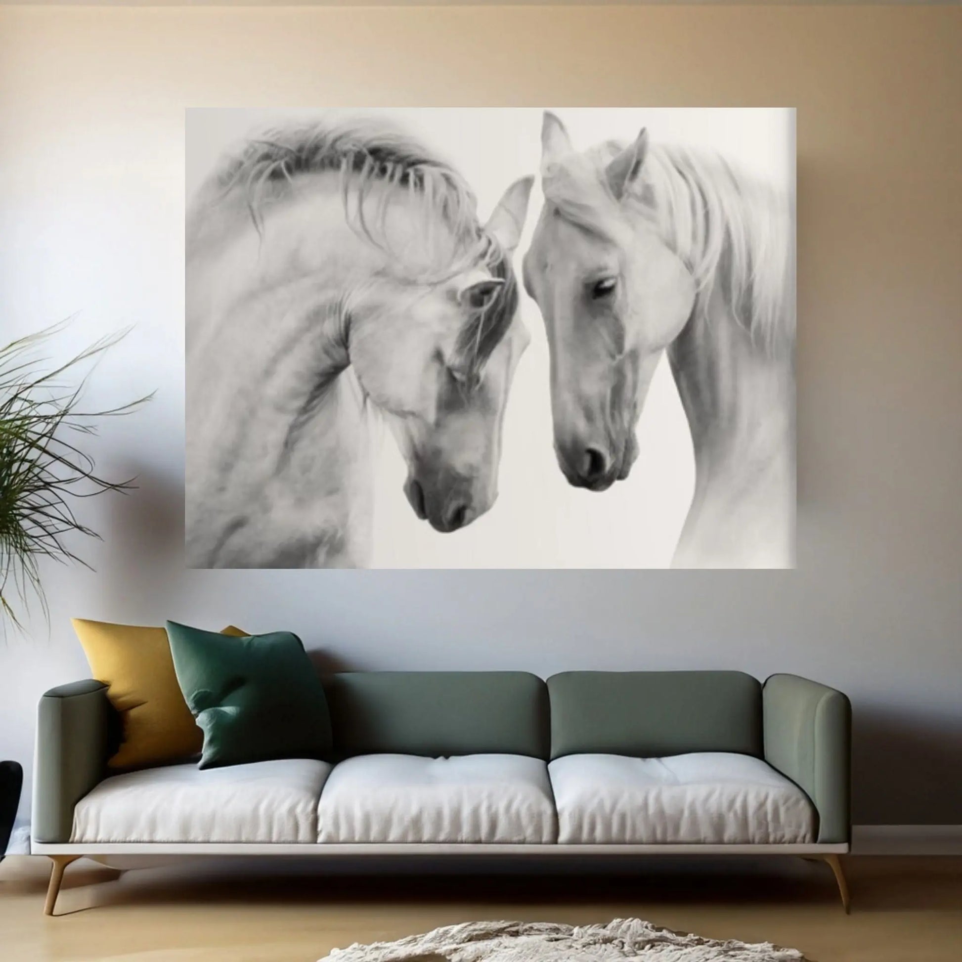 Horses Black White Canvas wall Art Home Decor - Y Canvas