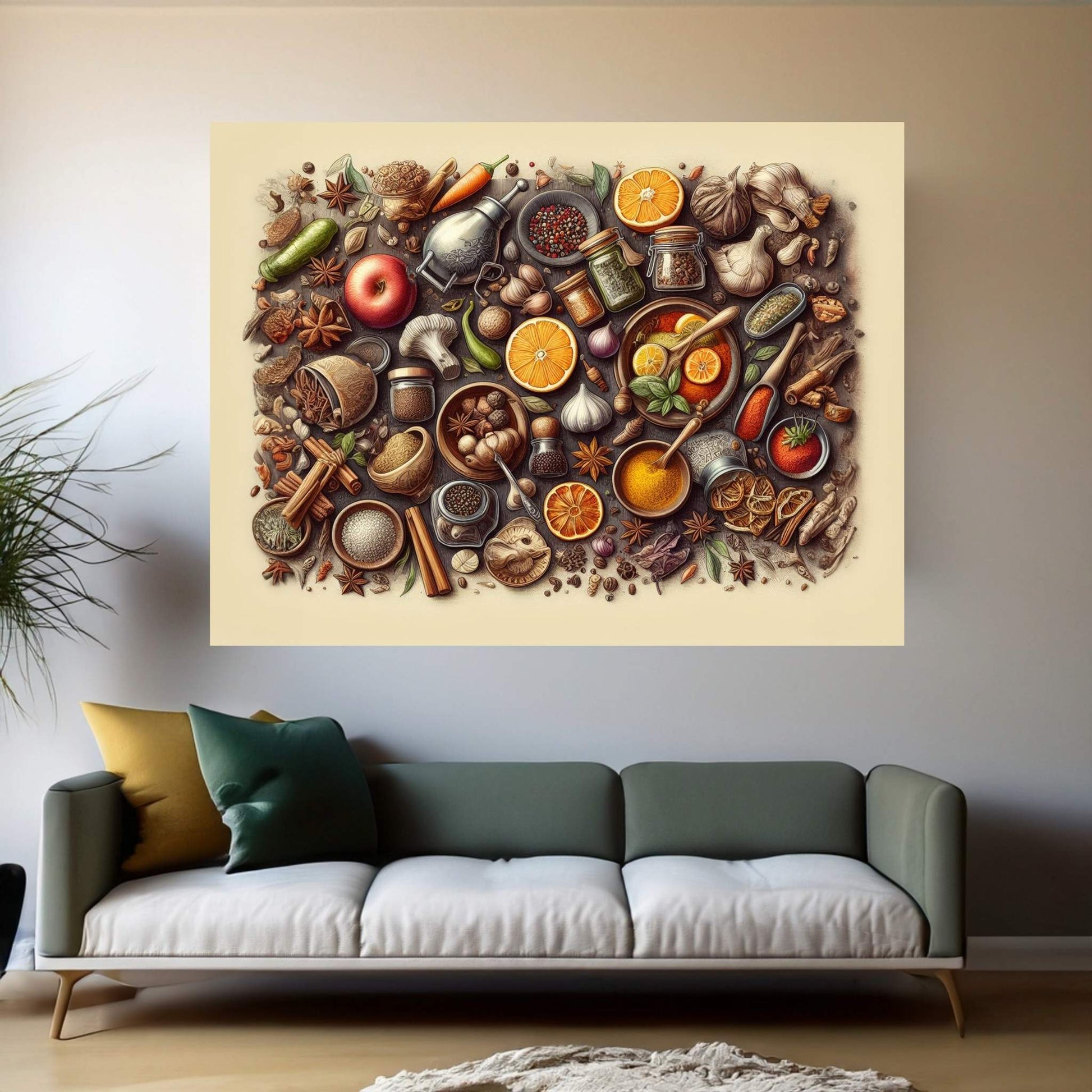 Spices Kitchen Wall Art, Food Artwork, Abstract Wall Decor, Indian Spices Canvas, Modern Wall Decor Home Decor - Y Canvas