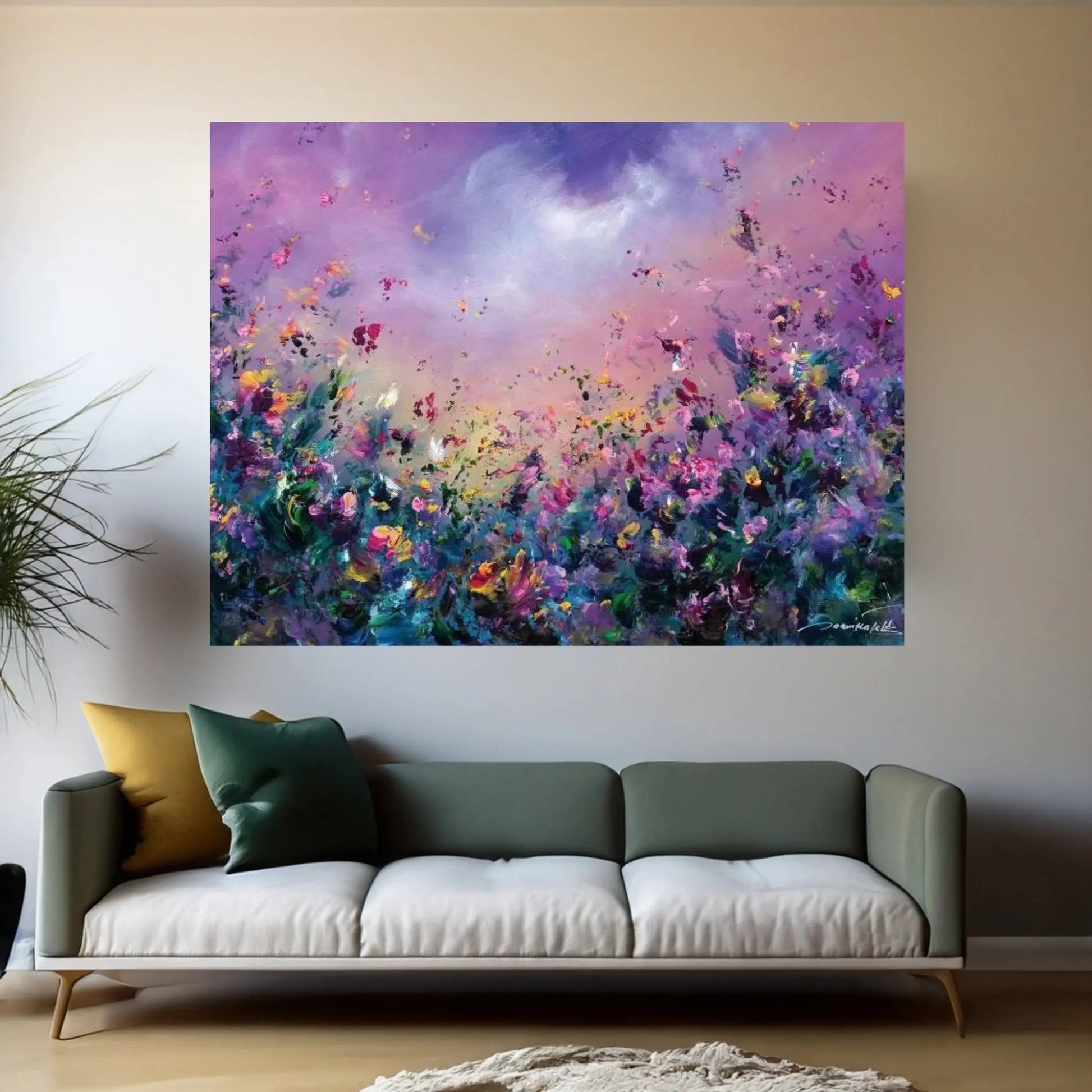 Rainbow Meadow Canvas Wall Art - Y Canvas