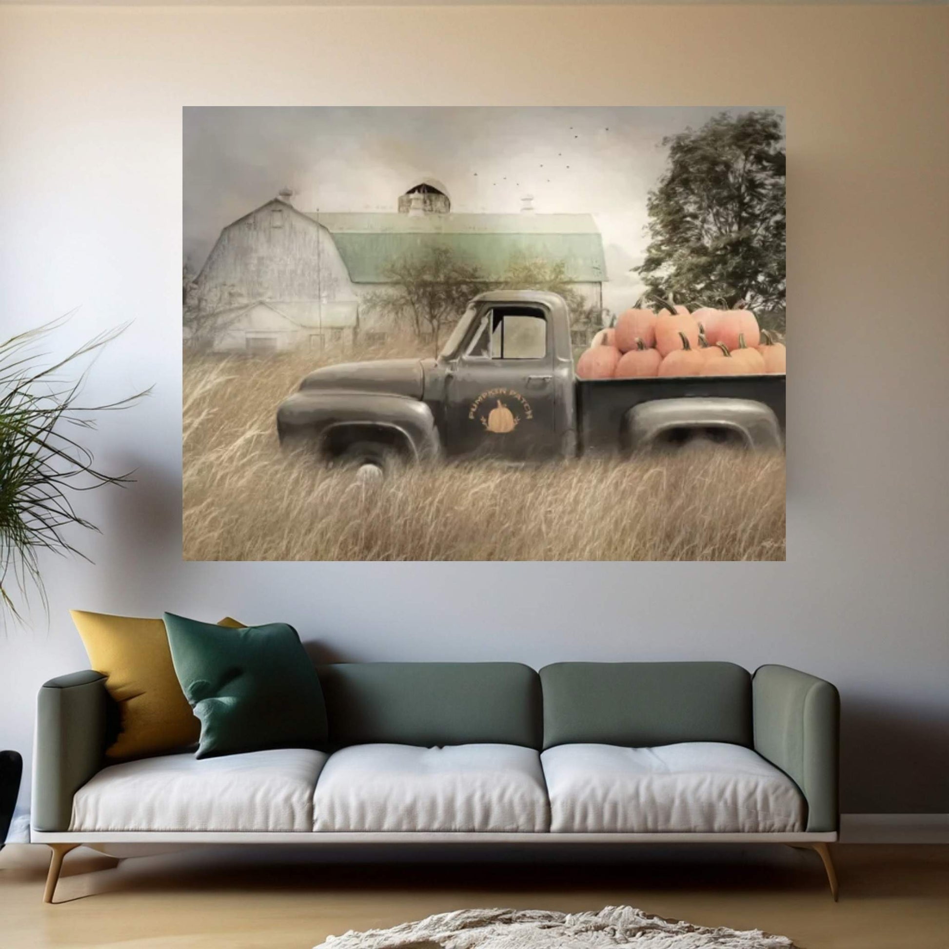 Happy Harvest Truck Canvas Wall Art - Y Canvas