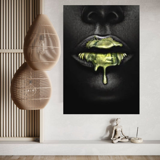 Home Decor Money Lipstick HD Print, Sexy African Woman Paintings Picture Wall Art, Nordic Modular Canvas Poster Bedside Background - Y Canvas