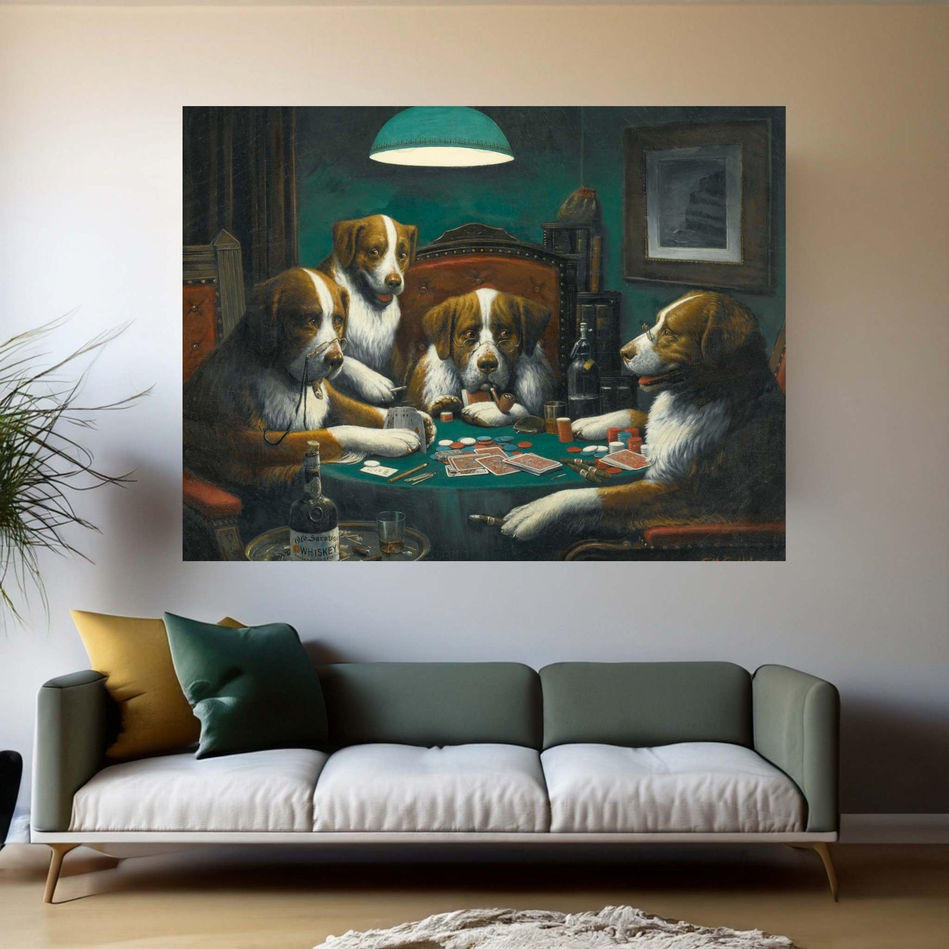 Dogs Playing Poker Canvas Wall Art - Y Canvas