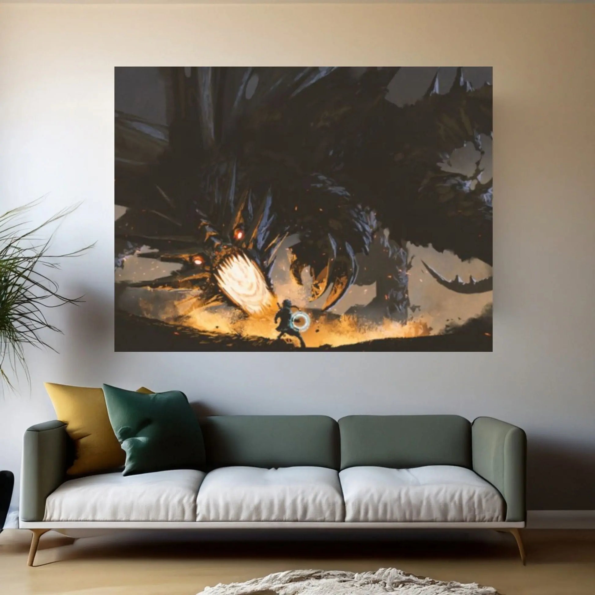 Dragon Warrior Print Canvas Wall Art Poster - Y Canvas