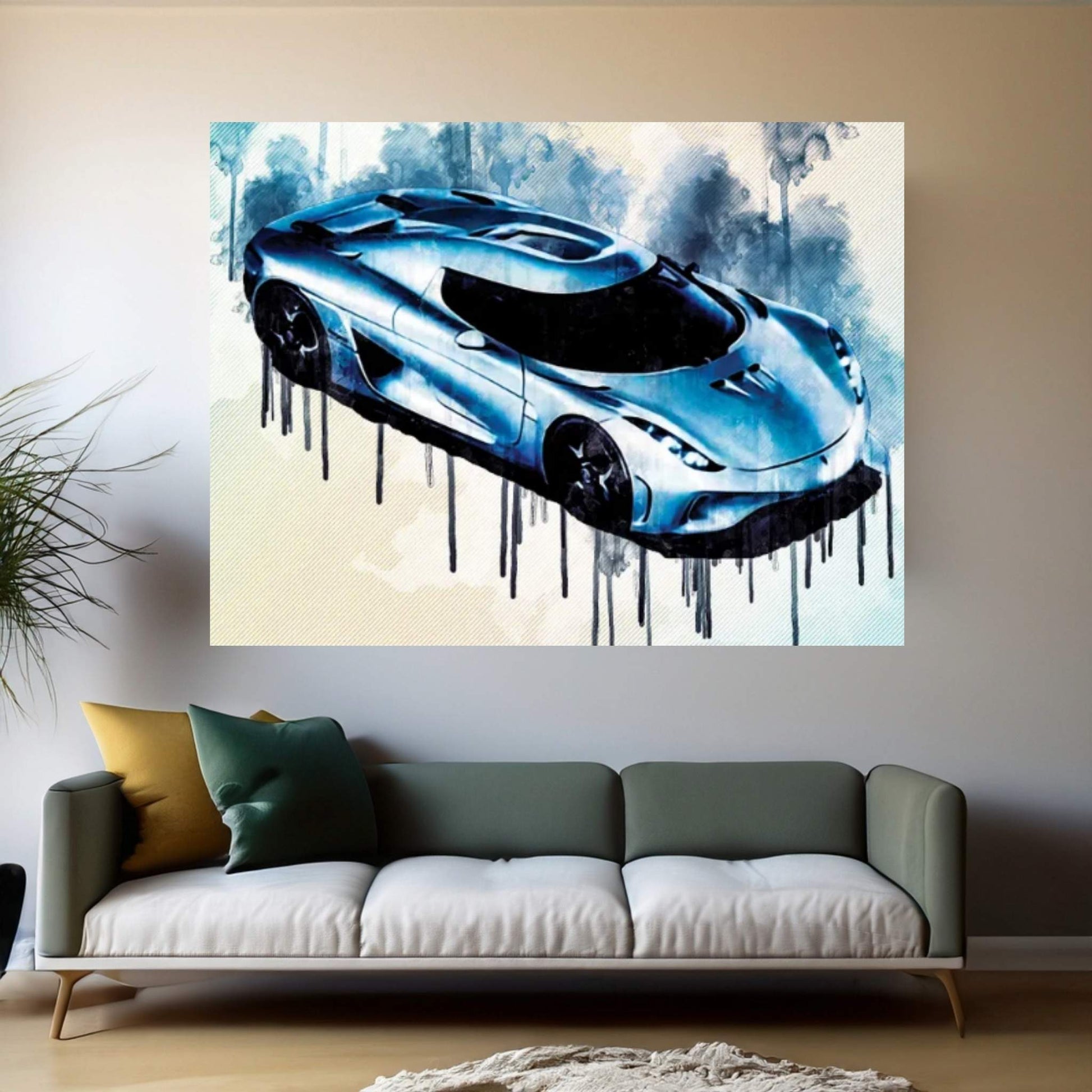 Koenigsegg Regera Hypercar Top View Silver Regera Supercar Canvas Wall Art - Y Canvas