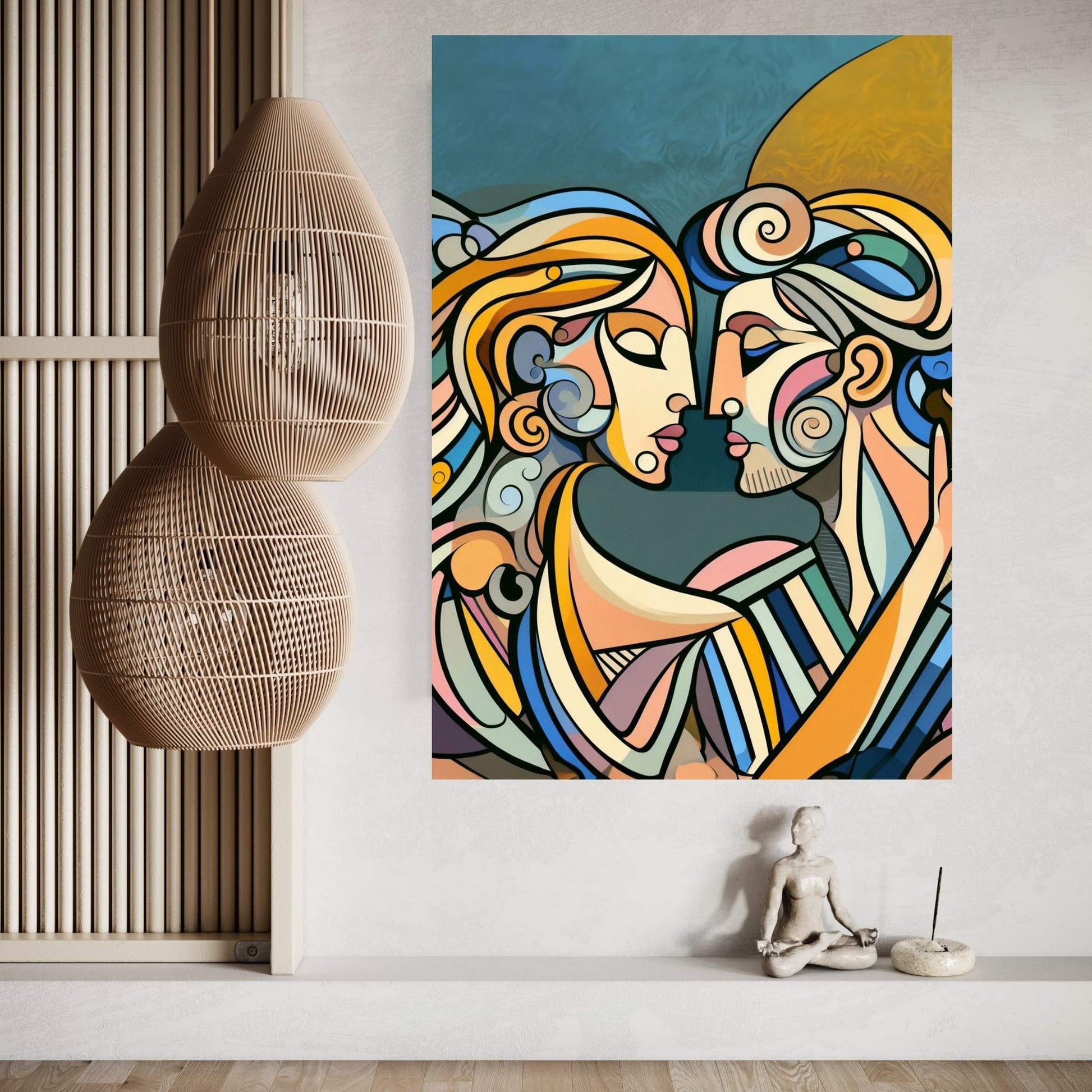 Love Couple Picasso Style Canvas Wall Art - Y Canvas