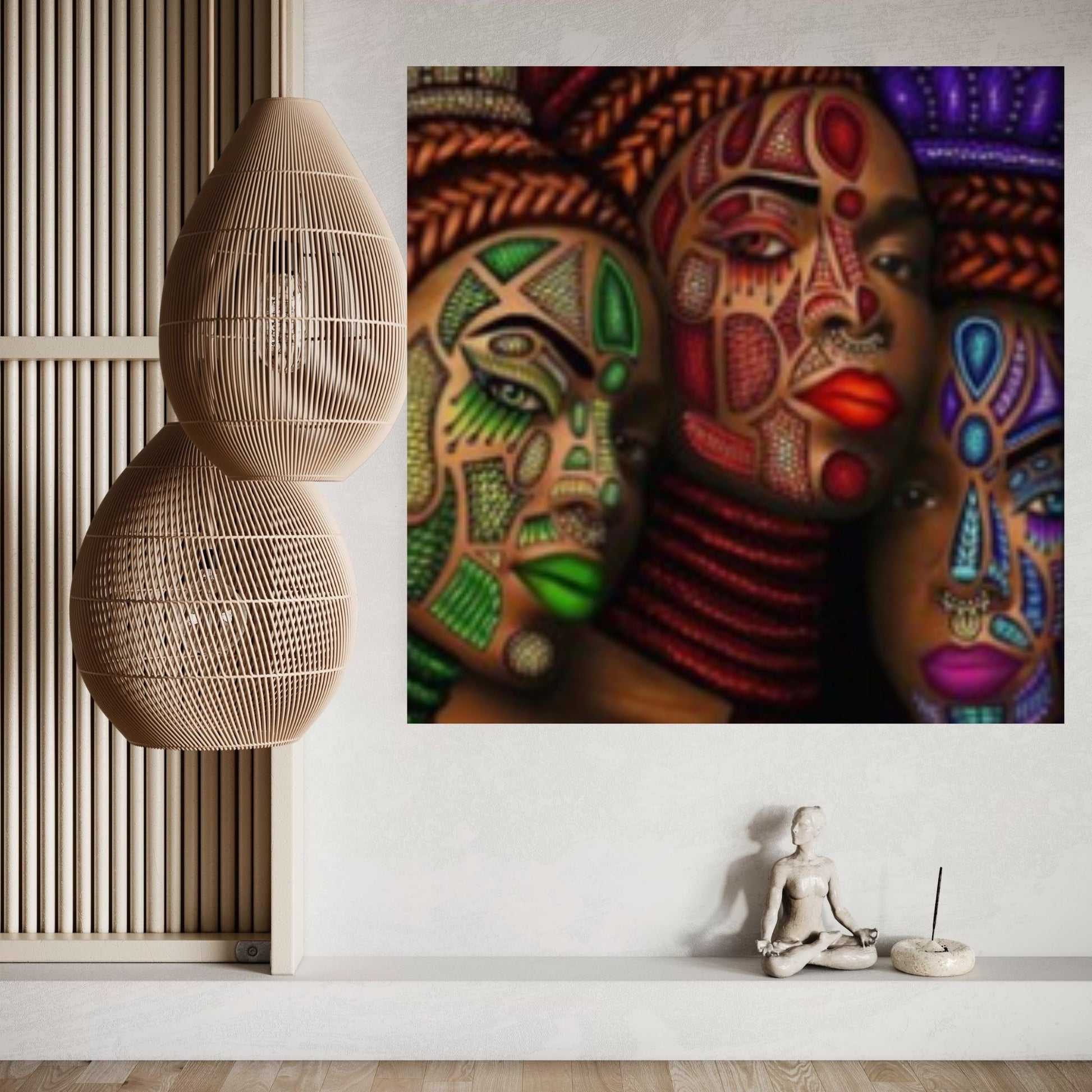 African Art Wall Decor, African Woman Makeup Wall Art, Abstract Canvas Art - Y Canvas