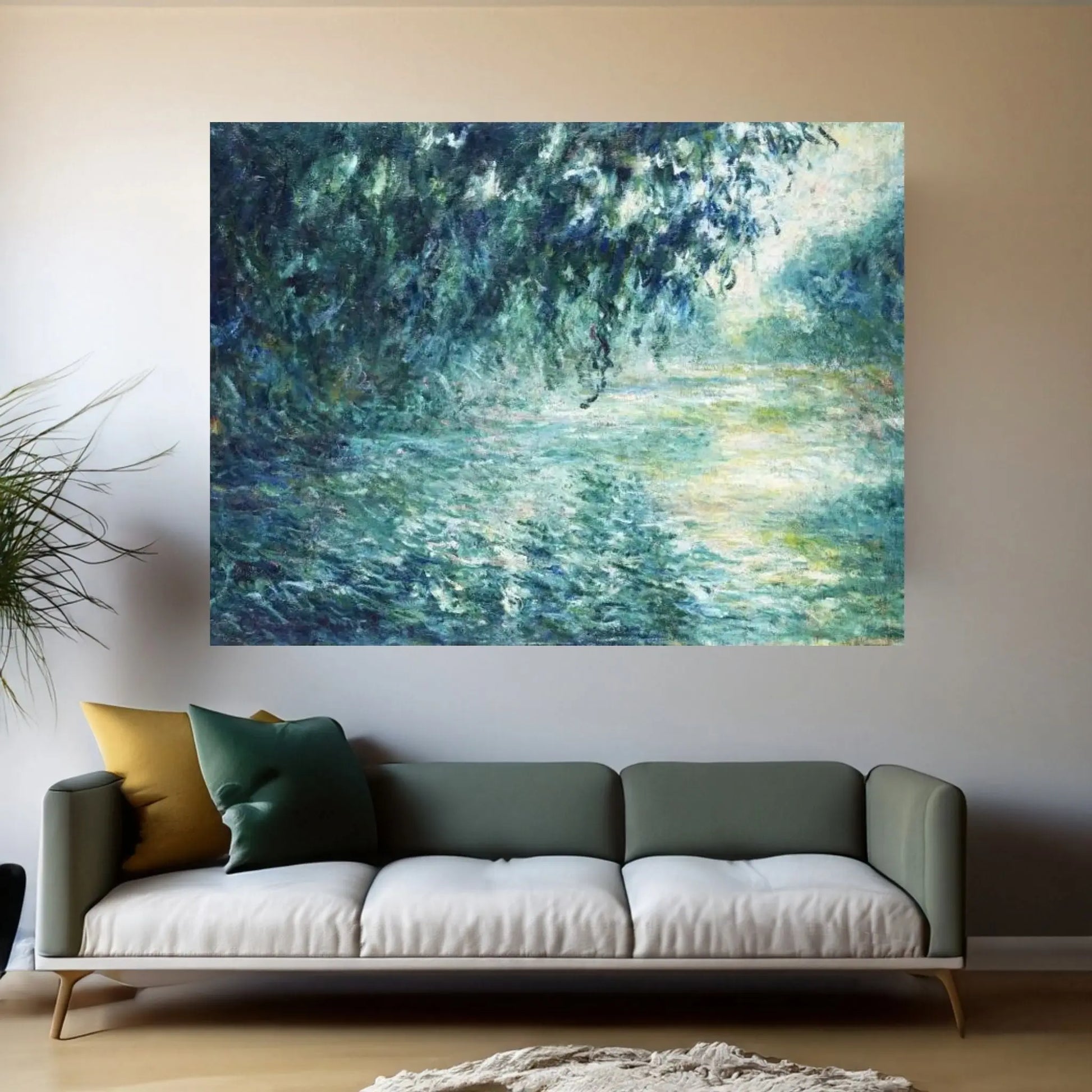 Morning on the Seine, near Giverny Canvas Wall Art - Y Canvas