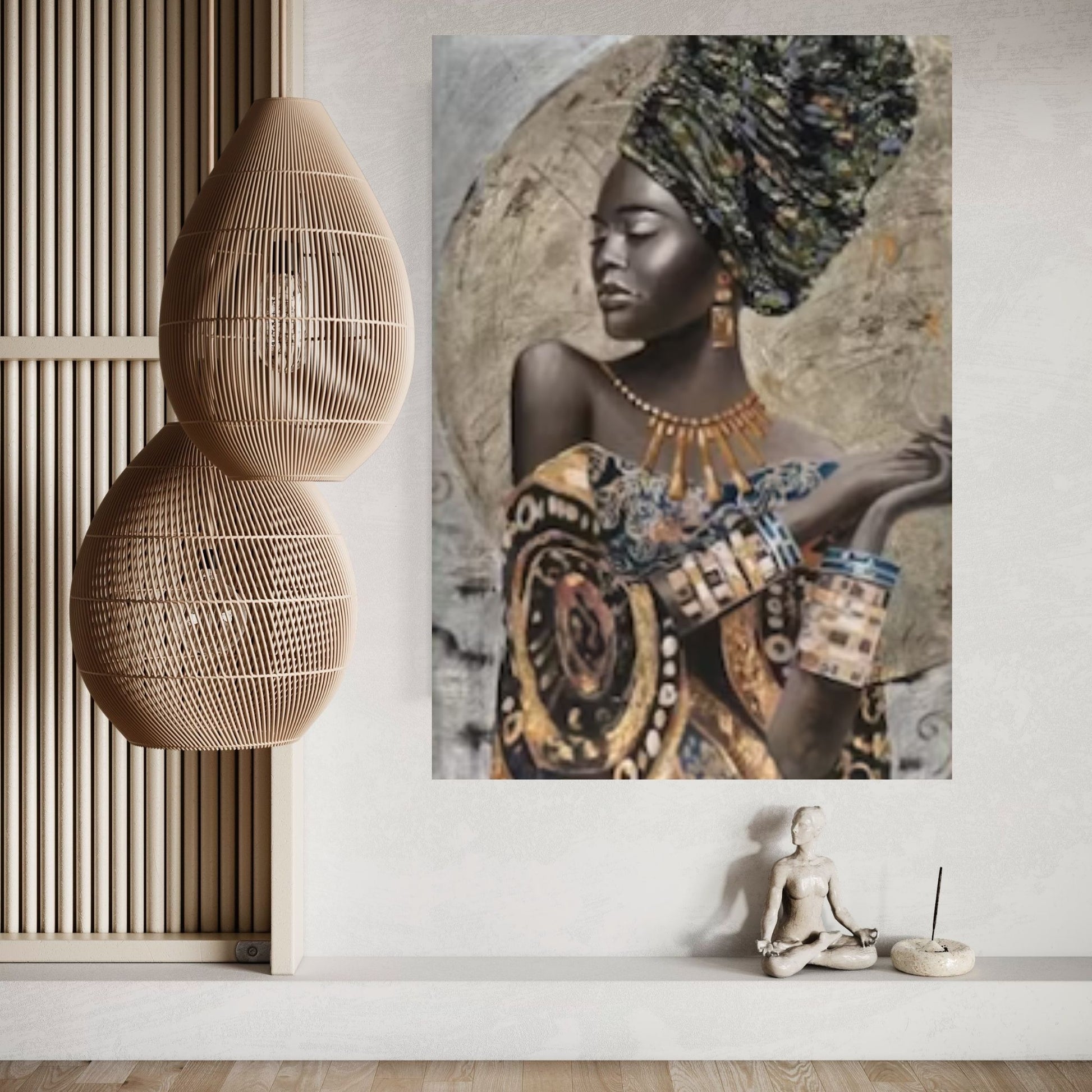 African Art Wall Decor, African Woman Makeup Wall Art, Modern Gold Lips Wall Art - Y Canvas