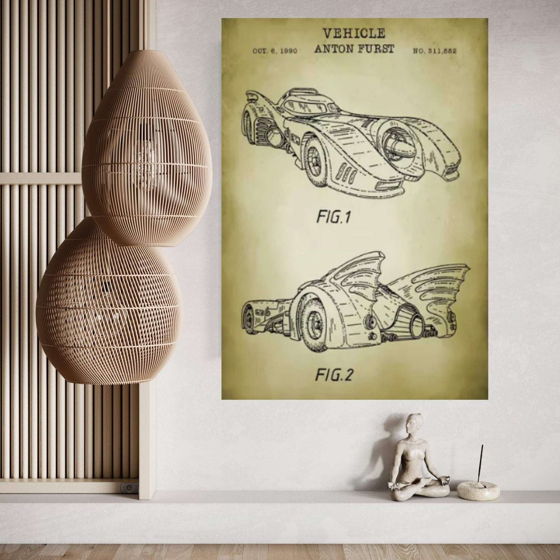 Batmobile Canvas Wall Art - Y Canvas