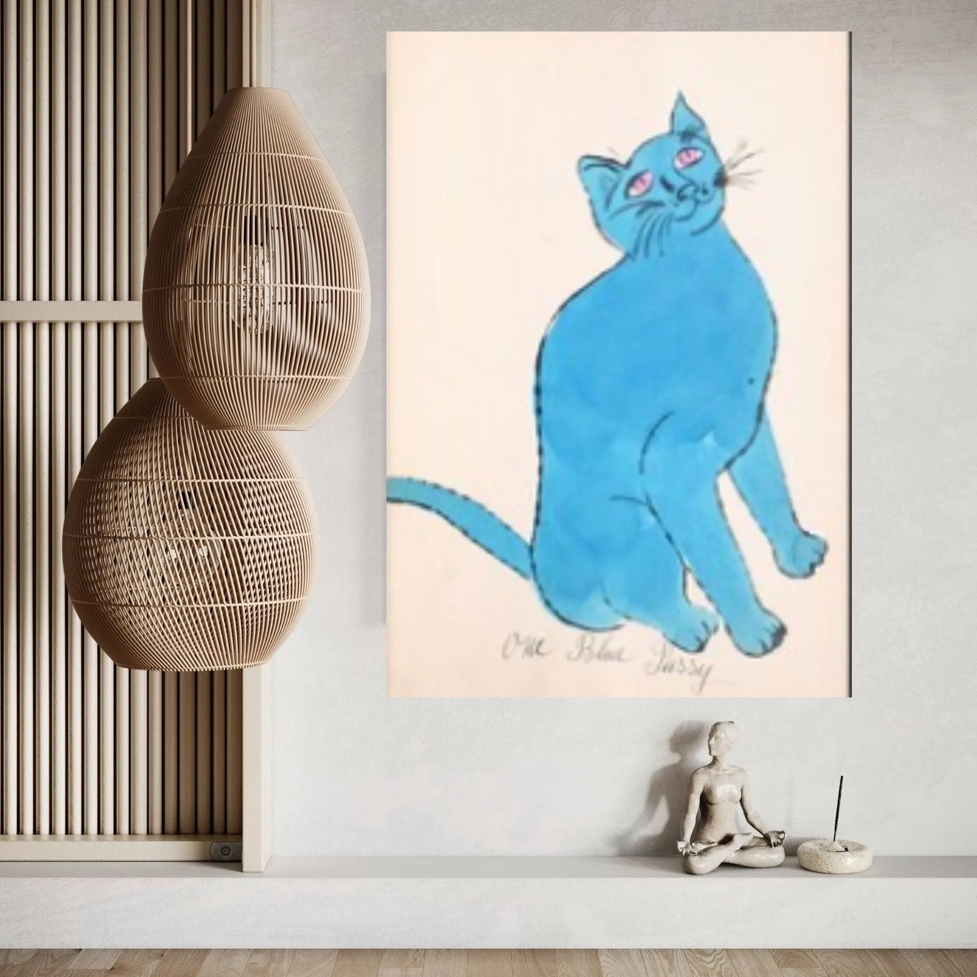 Andy Warhol Blue Cat Pop Art Canvas Wall Art Poster, Line Art wall Decor, Cat Sam poster, Cat Print - Y Canvas