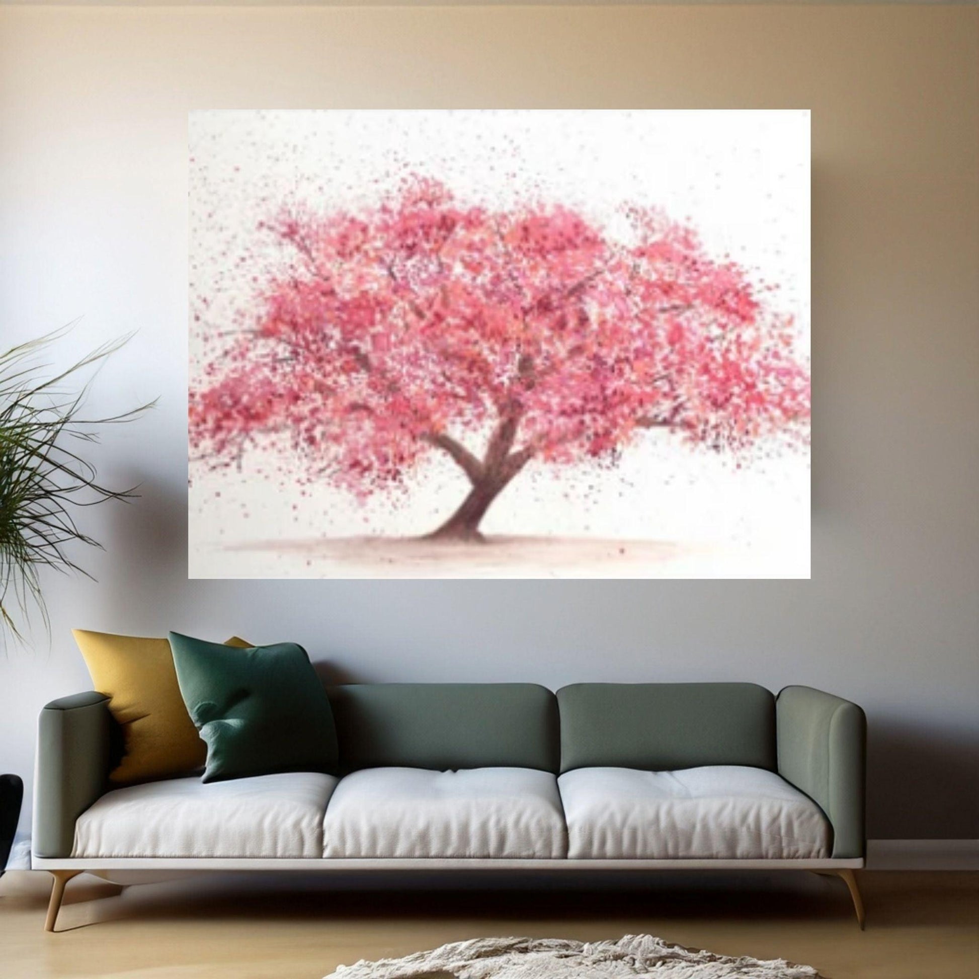 Cherry Tree Blossoms Painting Print on Canvas Wall Art Poster - Y Canvas