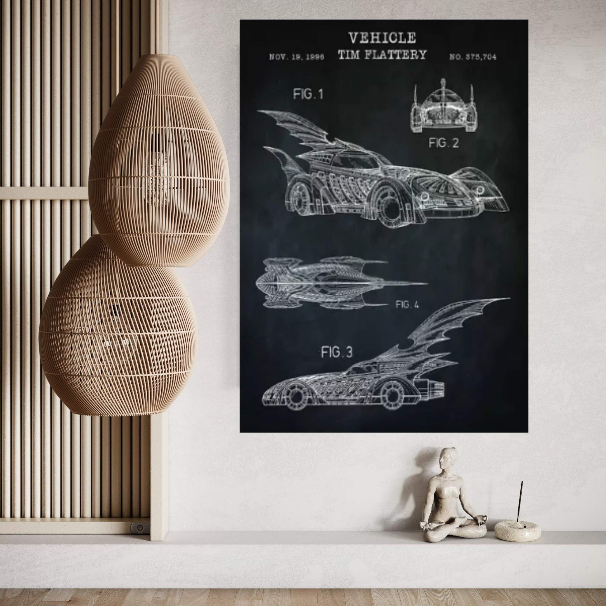 Batmobile II, Black Canvas Wall Art - Y Canvas