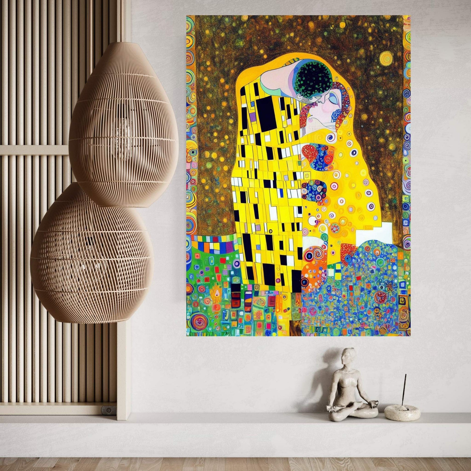 Gustav Klimt's The Kiss: Canvas Wall Art Reproduction Home Decor - Y Canvas