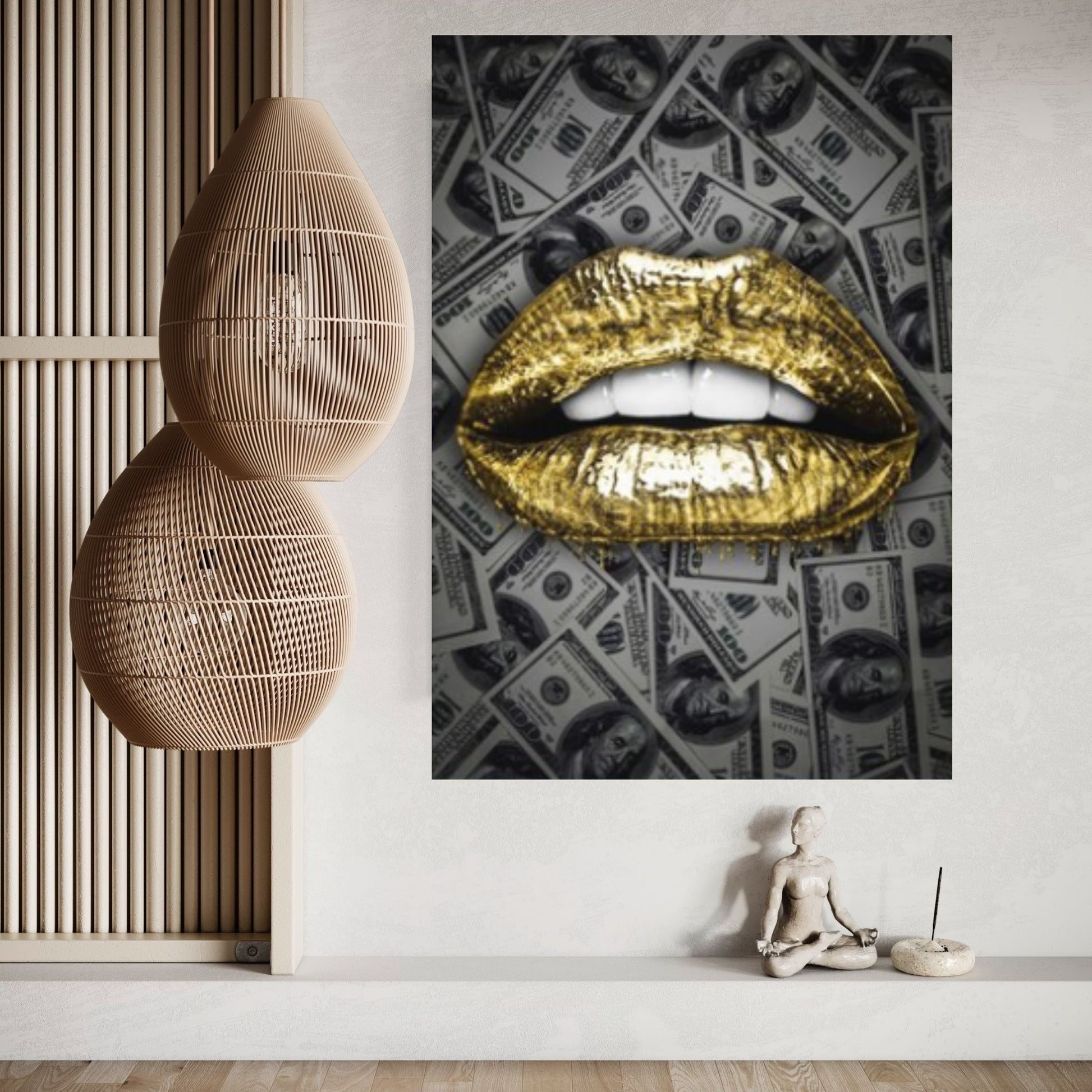 Sexy Lips Abstract Lips Dollar Background Canvas Wall Art, Nordic Pop Poster - Y Canvas