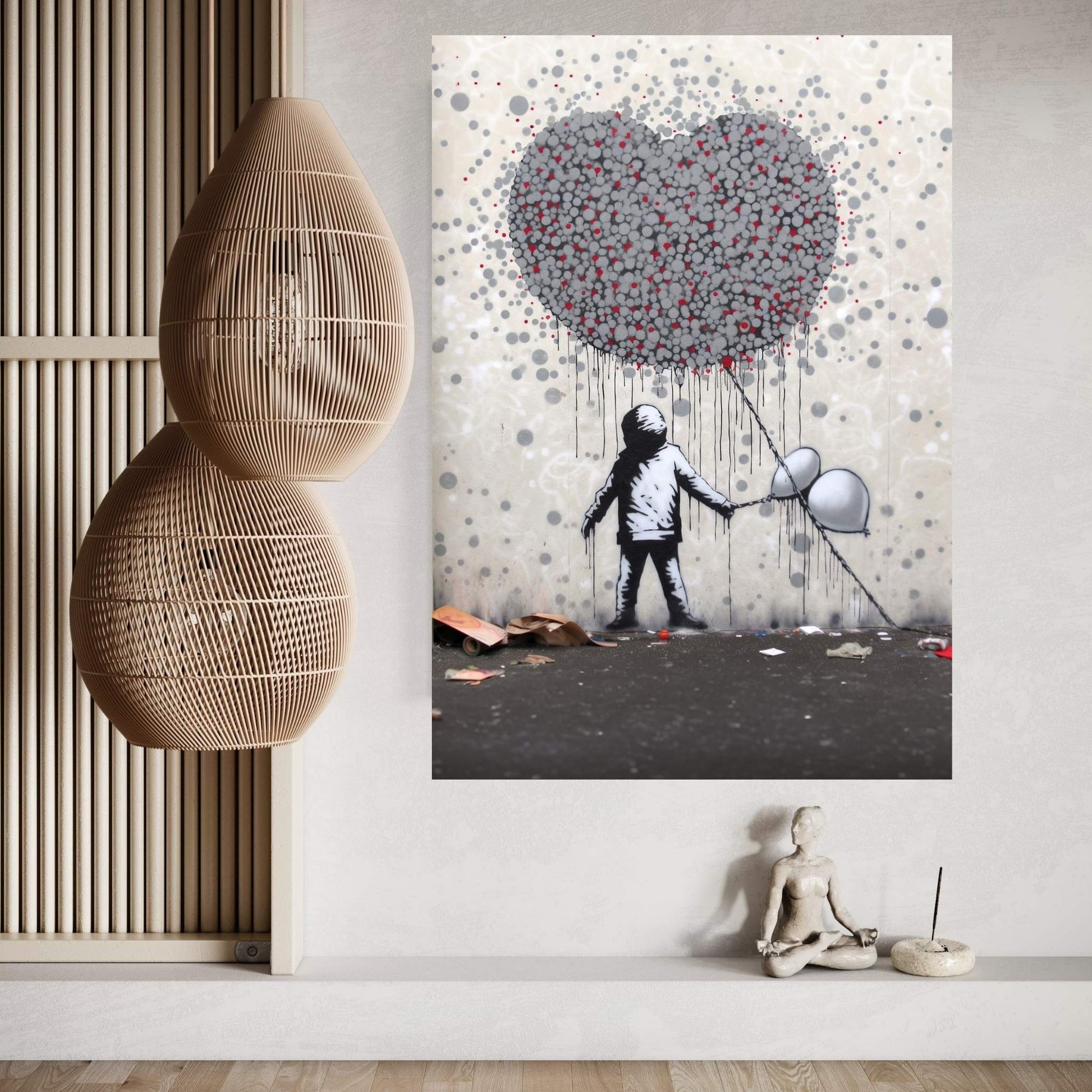 Banksy Child Heart and Balloon Canvas Wall Art Home Decor - Y Canvas