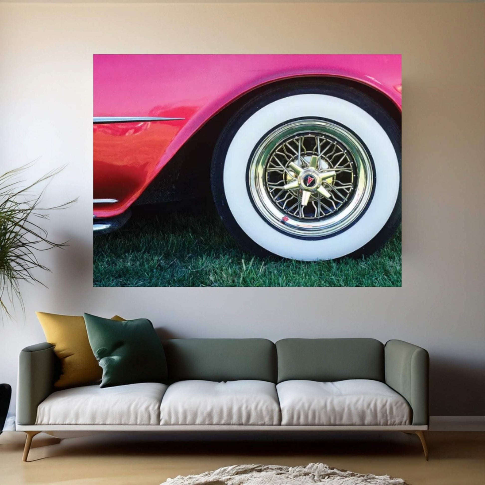 1950s Pontiac Whitewall Tire Detail Canvas Wall Art - Y Canvas