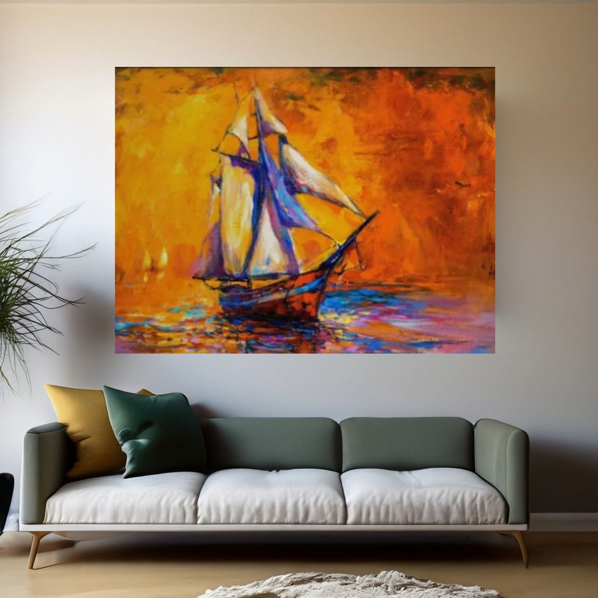 Seascape Wall Art Decor, Ship Ocean Painting, Ship Oil Painting, Ocean Decor, Sailing Ship Canvas Art - Y Canvas