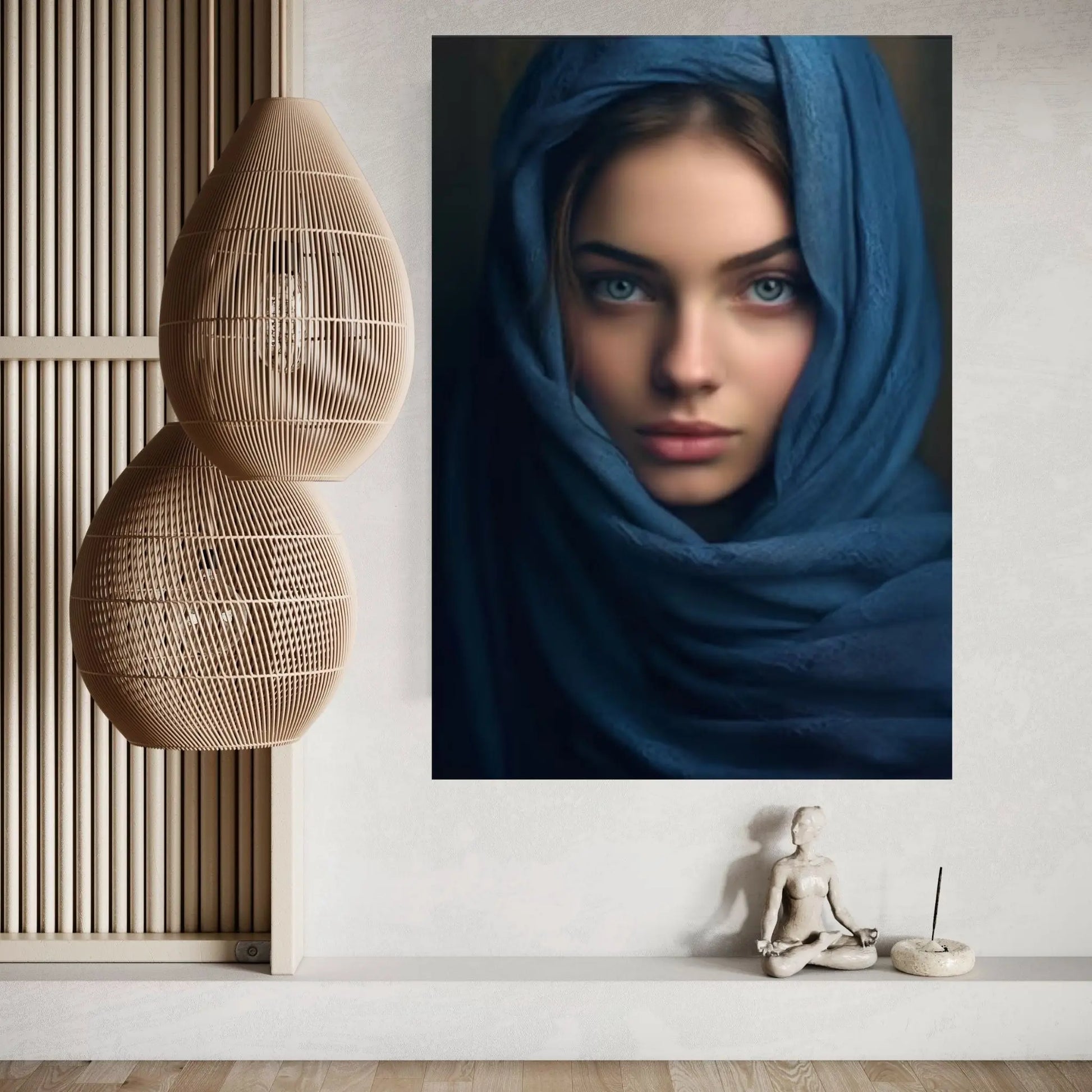 Woman Face Wall Art Print , Hijab Woman Framed Canvas, Muslim Woman Canvas, Islamic Wall Art, Islamic Holy Wall Art - Y Canvas