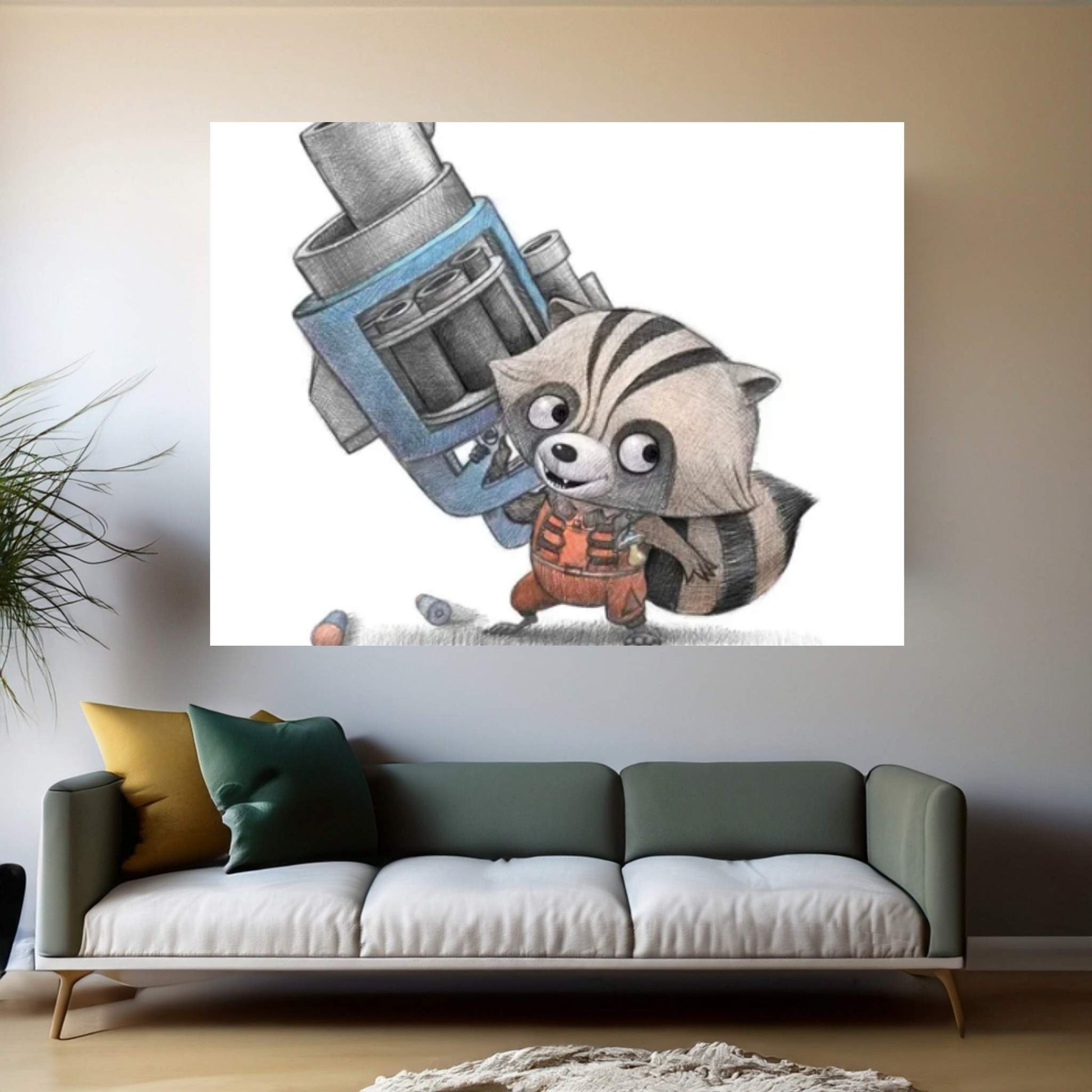 Baby Rocket Raccoon Canvas Wall Art - Y Canvas