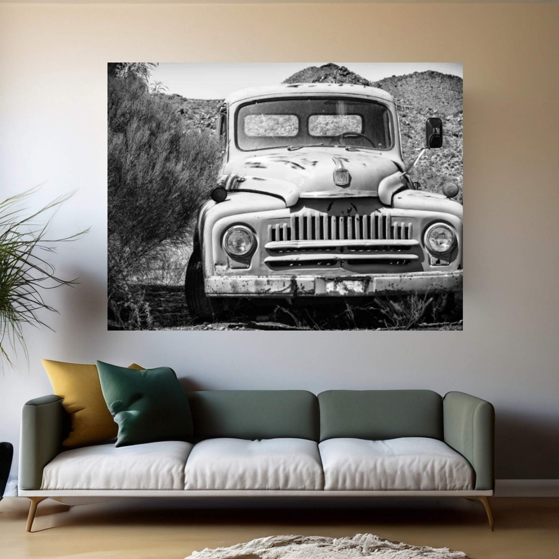 Black Arizona Series - Old Truck Canvas Wall Art - Y Canvas