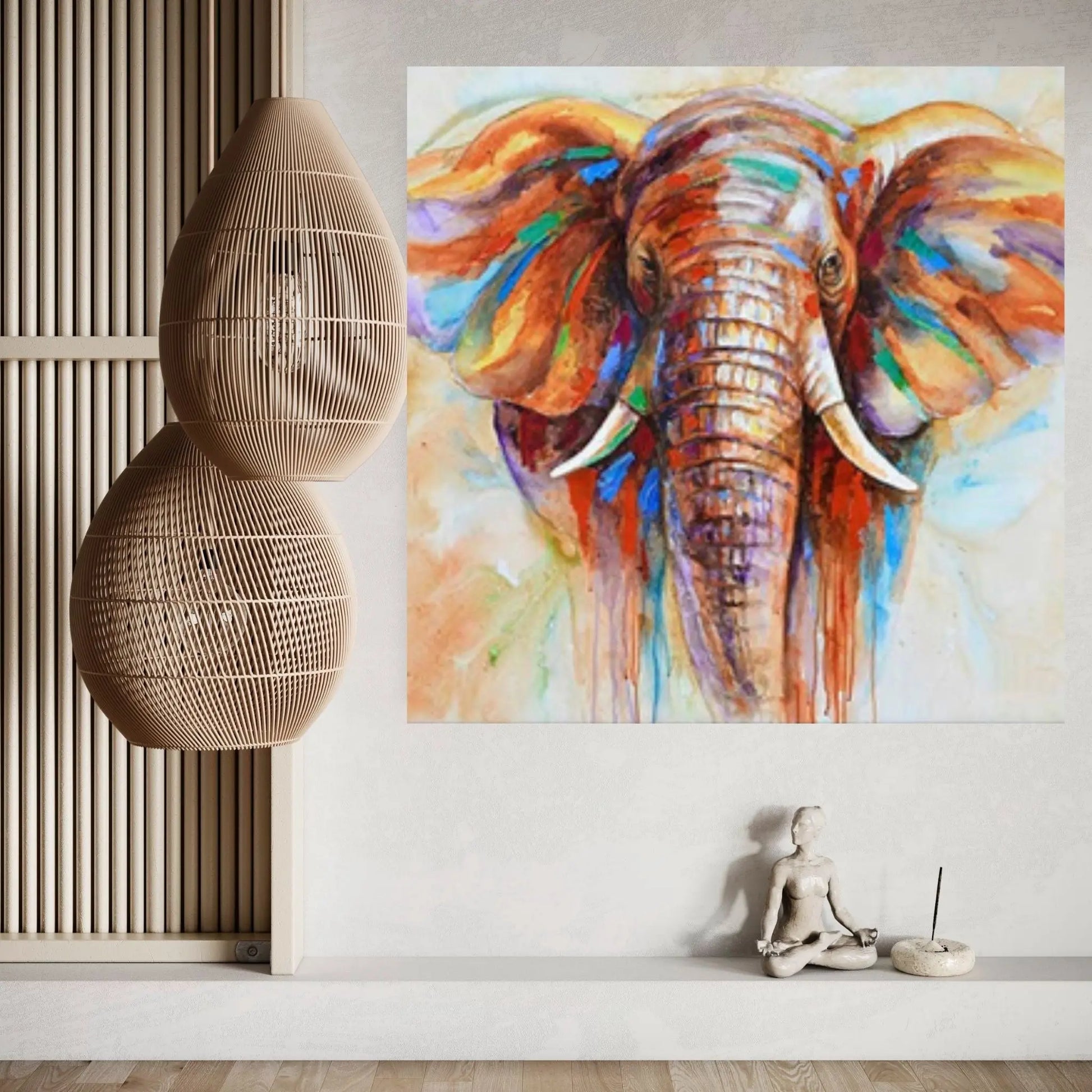 Elephant Painting Impressionist Africa Elephant Animal Wall Art Canvas Canvas Wall Art Living - Y Canvas