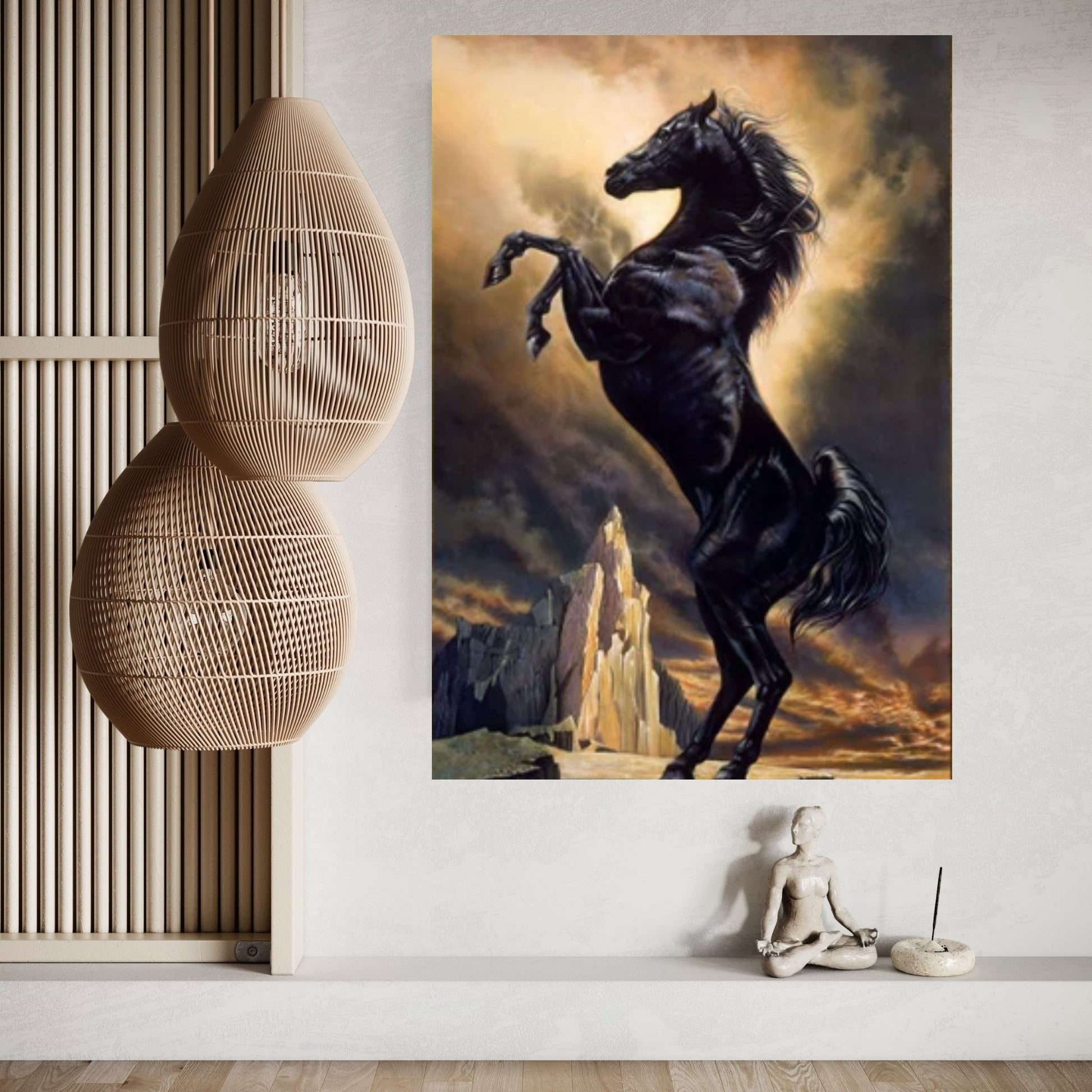 Large Black Horse Print Poster, Animal Art Horse Wall Art, Animal Painting Horse Canvas Wall Art, - Y Canvas