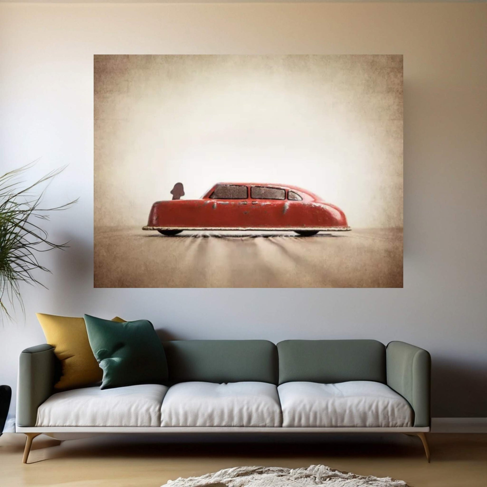 ARGO Red Car Canvas Wall Art - Y Canvas