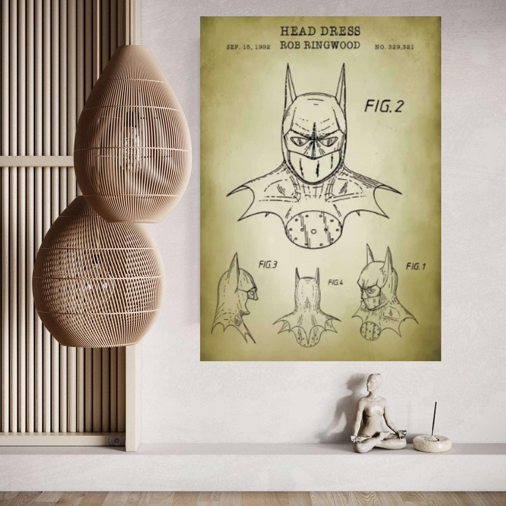 Batman Cowl Canvas Wall Art - Y Canvas