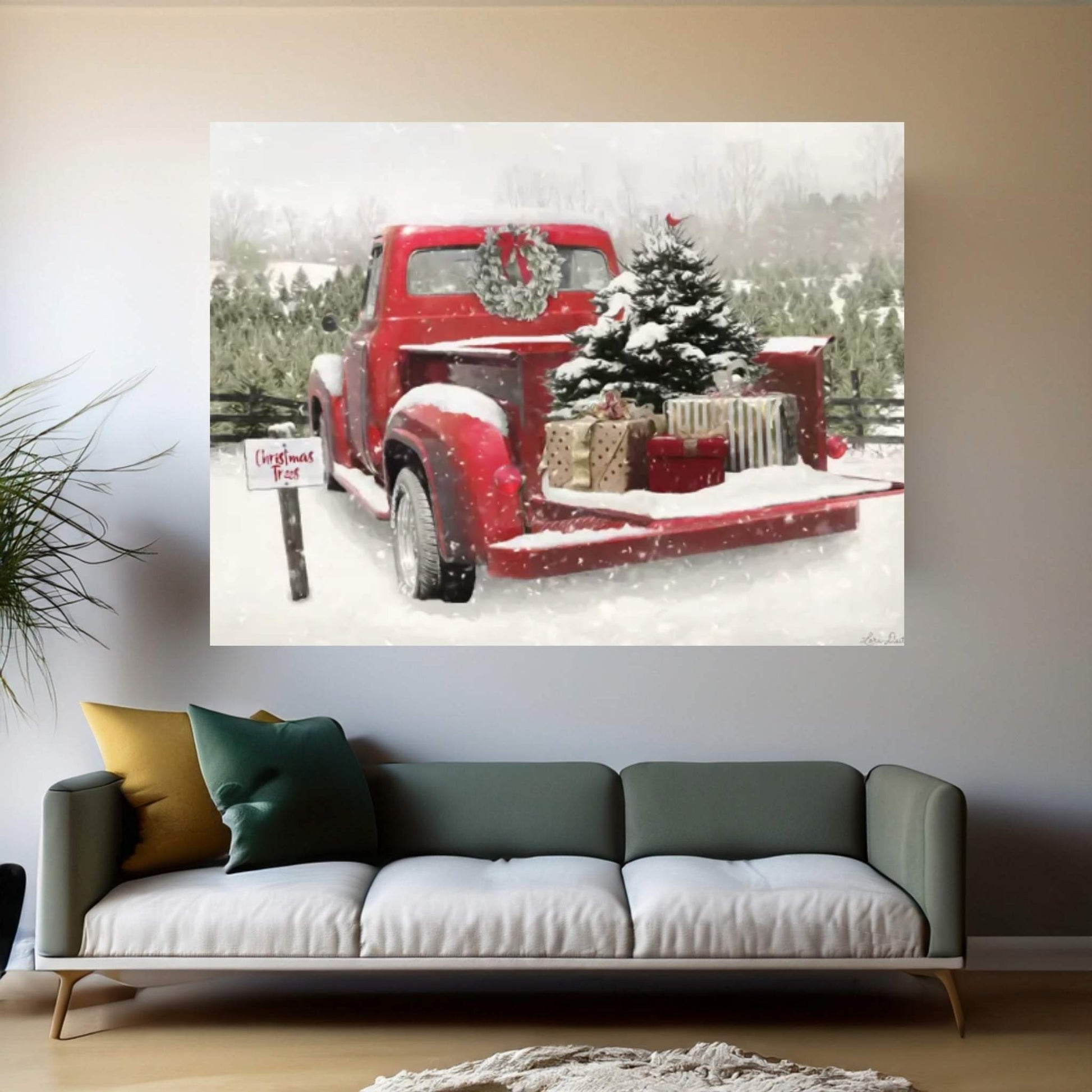 Truck Full Of Presents Canvas Wall Art - Y Canvas