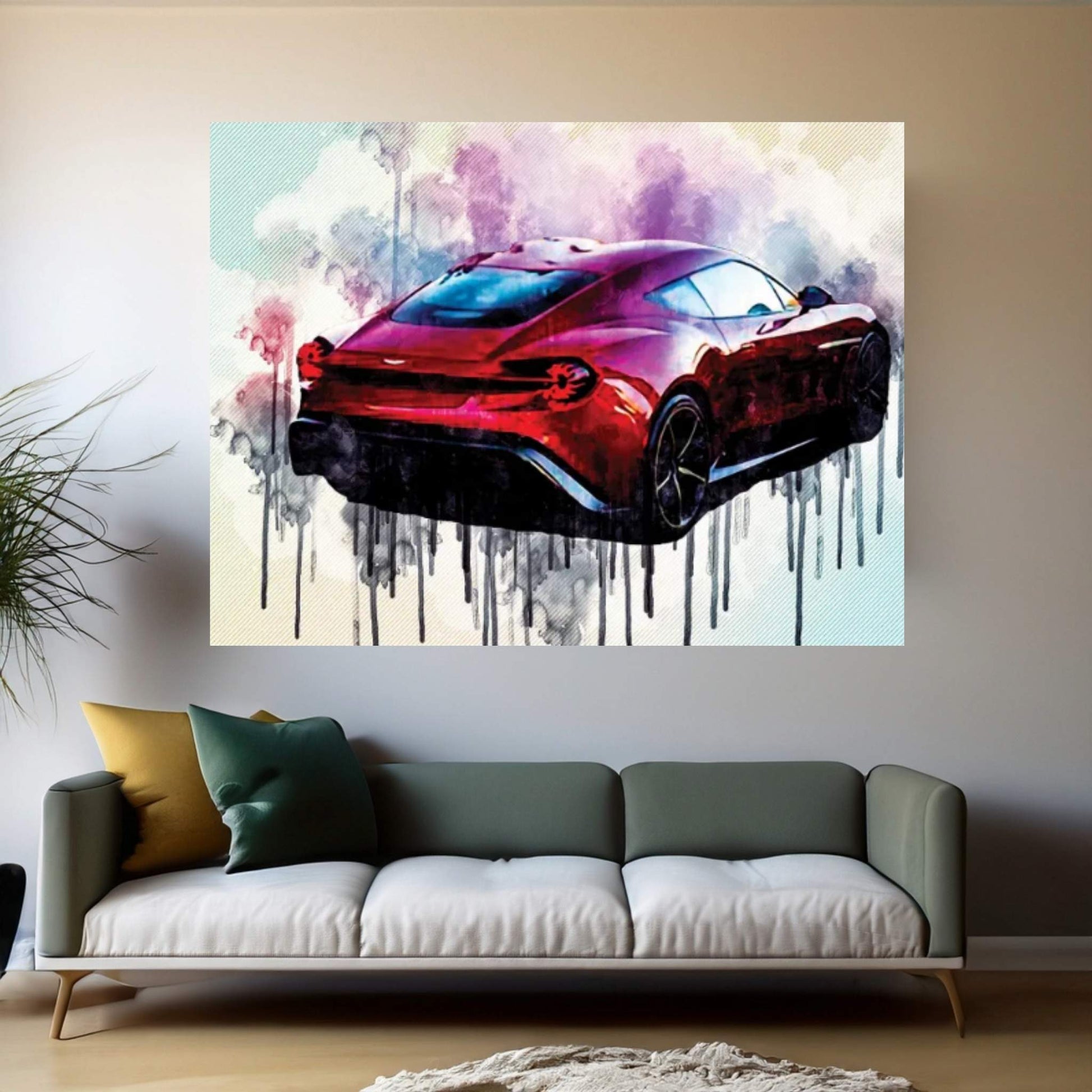 Aston Martin Vanquish Zagato Brake Rear View Red Hypercar Canvas Wall Art - Y Canvas