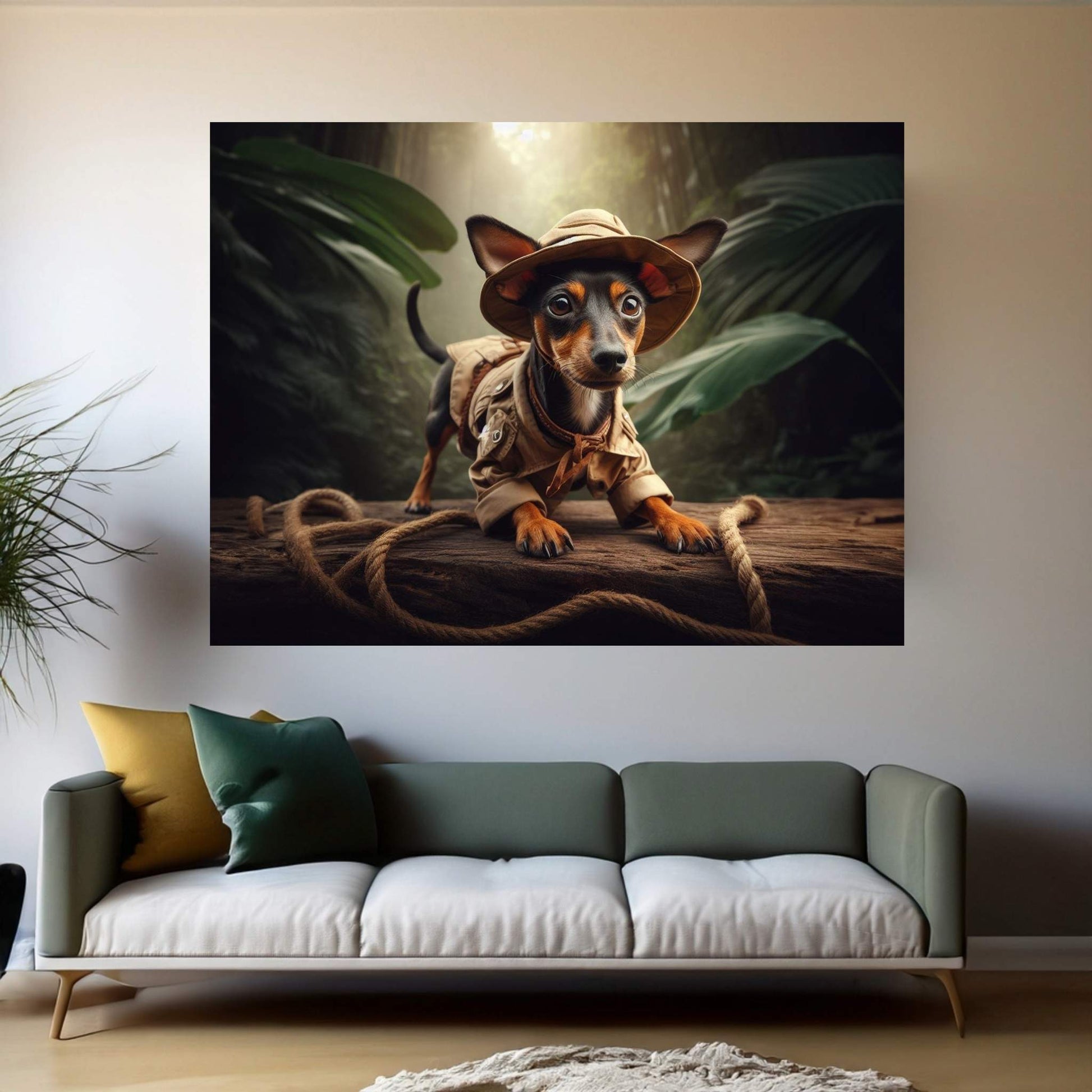 Adventurous Little Dog, Dog in the Forest Canvas Wall Art - Y Canvas