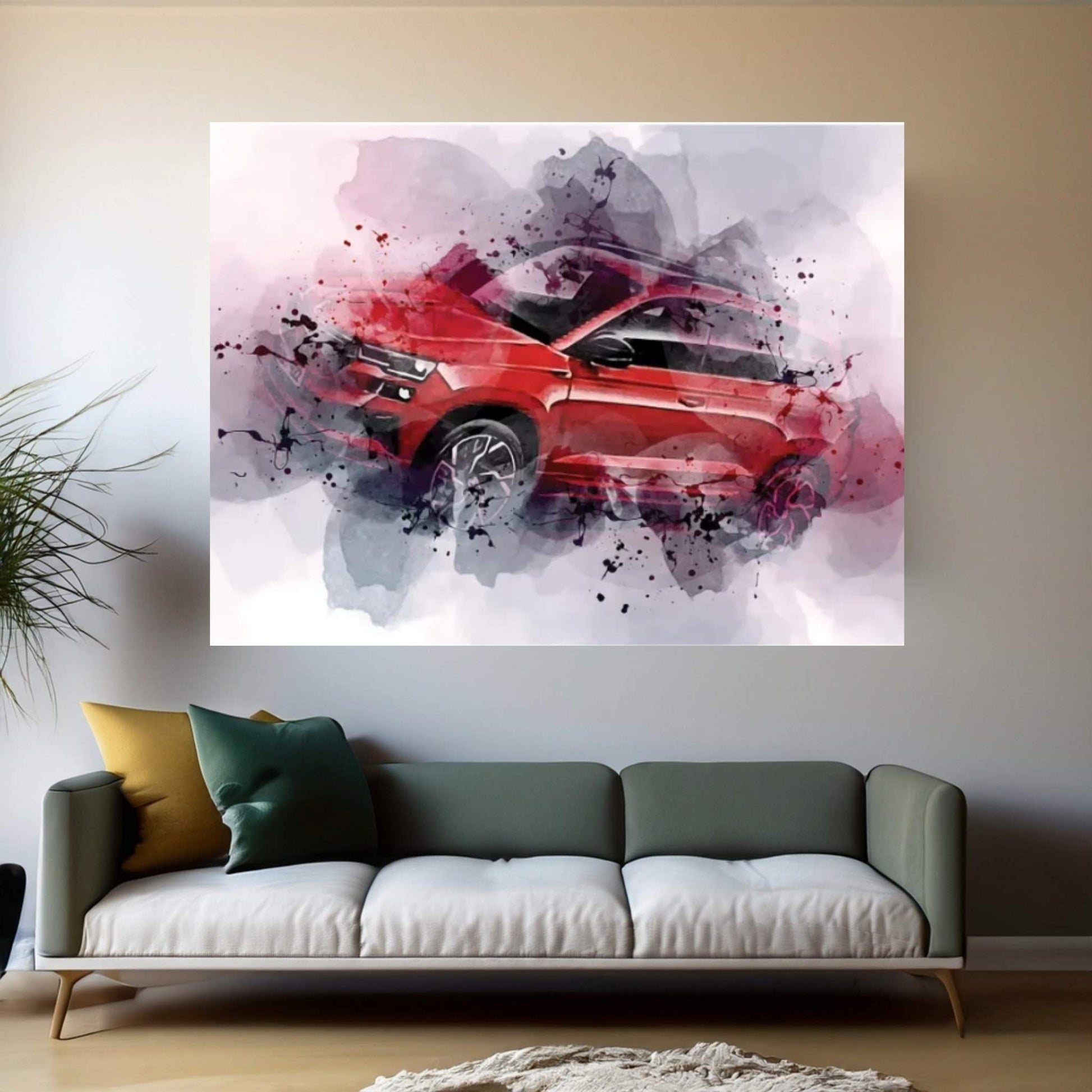 2022 Skoda Karoq Sportline Exterior Red Crossover Canvas Wall Art - Y Canvas