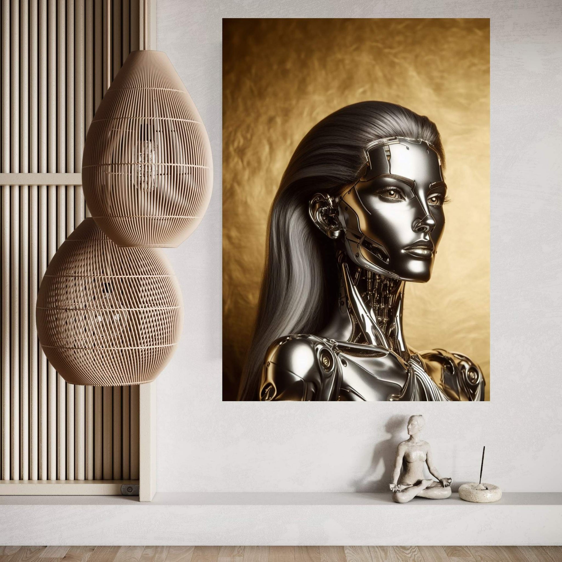 Gold Robotics Woman Canvas Wall Art - Y Canvas