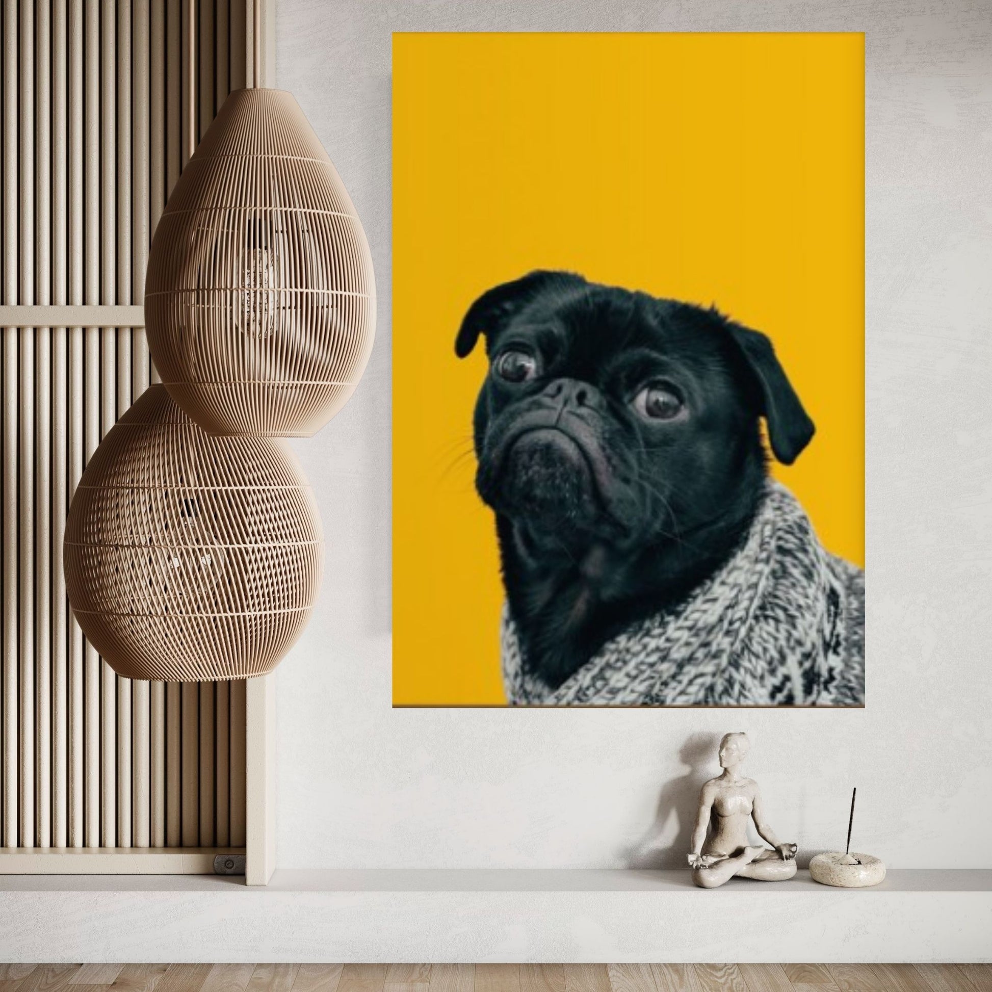 Pop Art Pug Dog Canvas Print Wall Art, Fanny Retro Art - Y Canvas