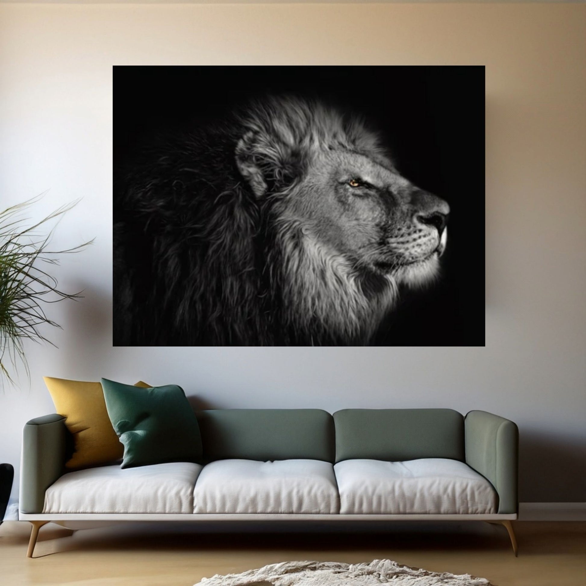 Animal Lion Canvas Wall Art, Creative Animal Modeling Wall Art - Y Canvas