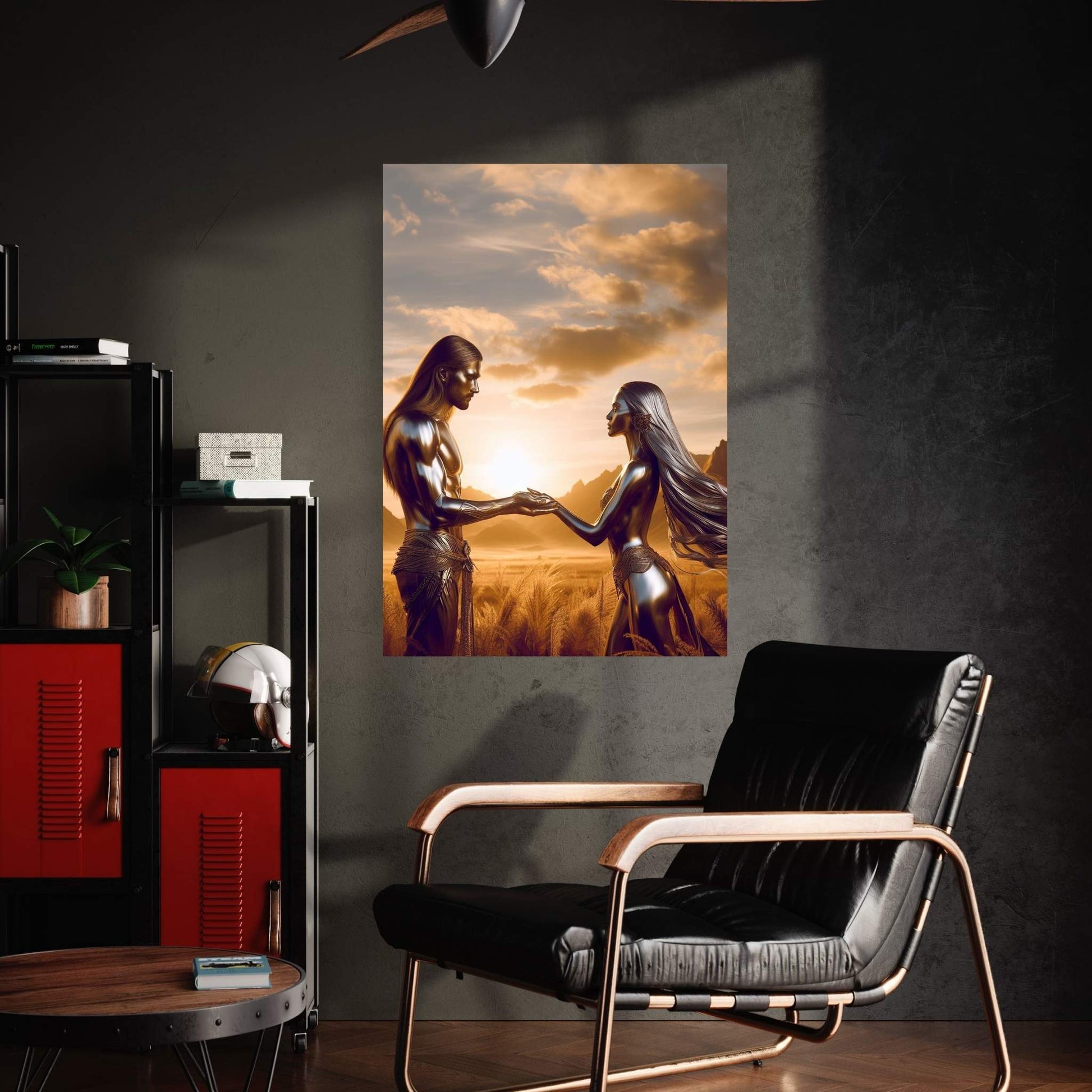 Metalic Love Man and Woman Canvas Wall Art - Y Canvas