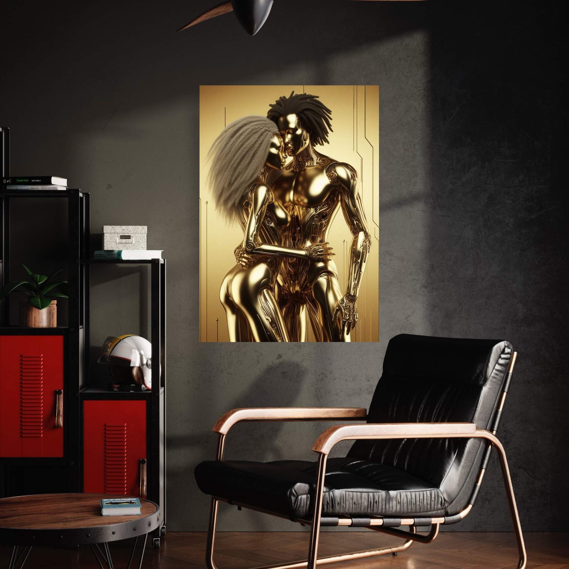 Metalic Gold Love Couple Canvas Wall Art - Y Canvas