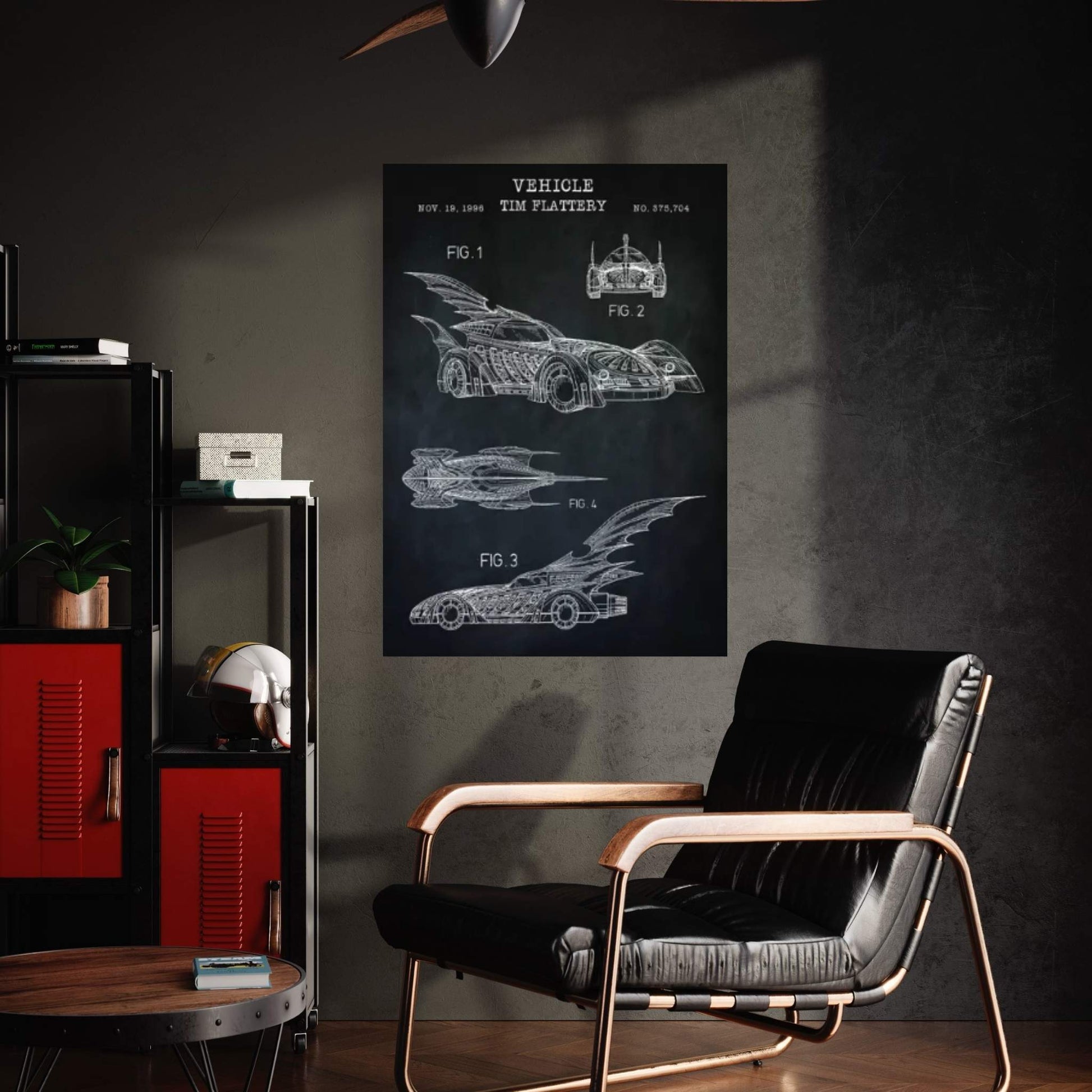 Batmobile II, Black Canvas Wall Art - Y Canvas