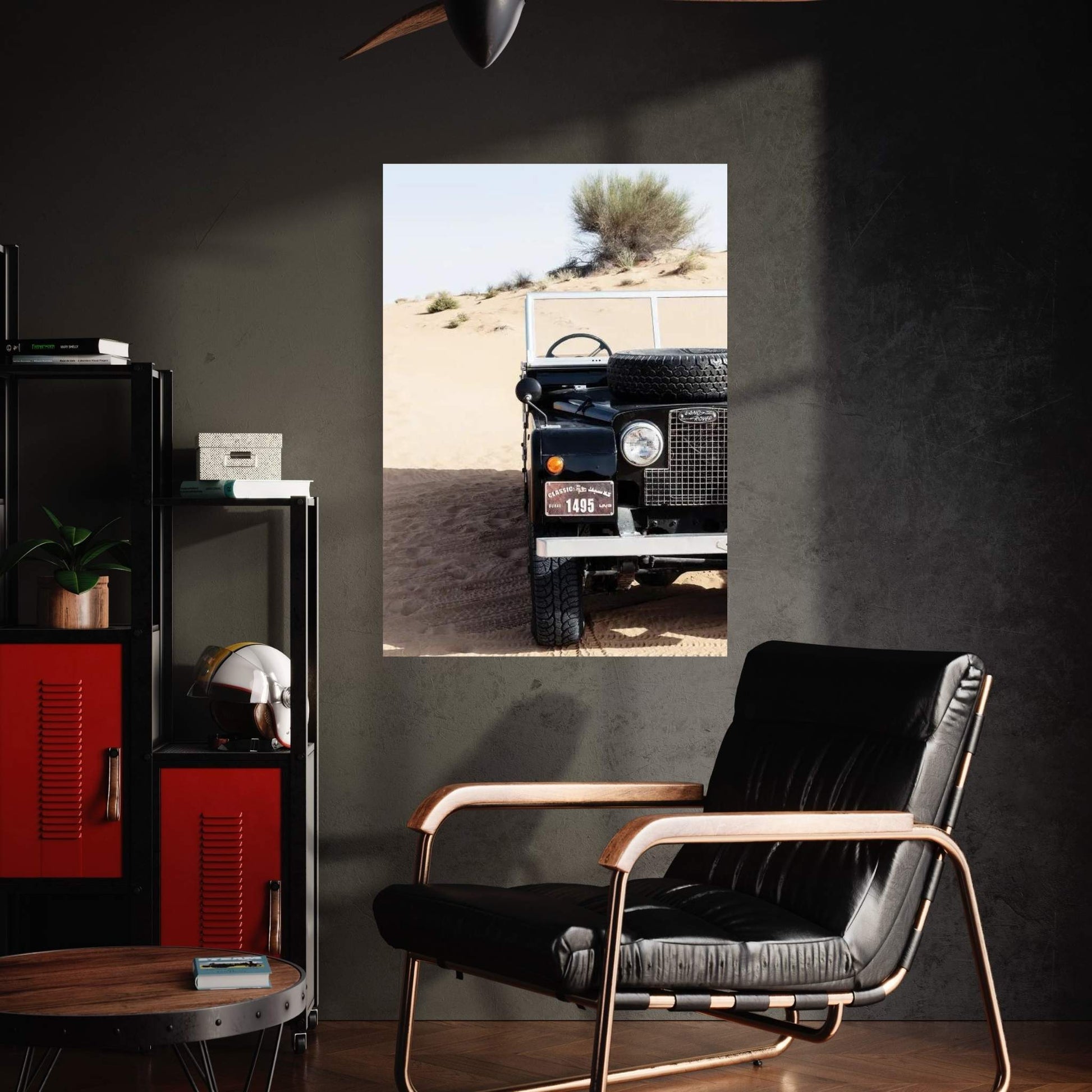 Dubai UAE - Vintage Black Land Rover Canvas Wall Art - Y Canvas