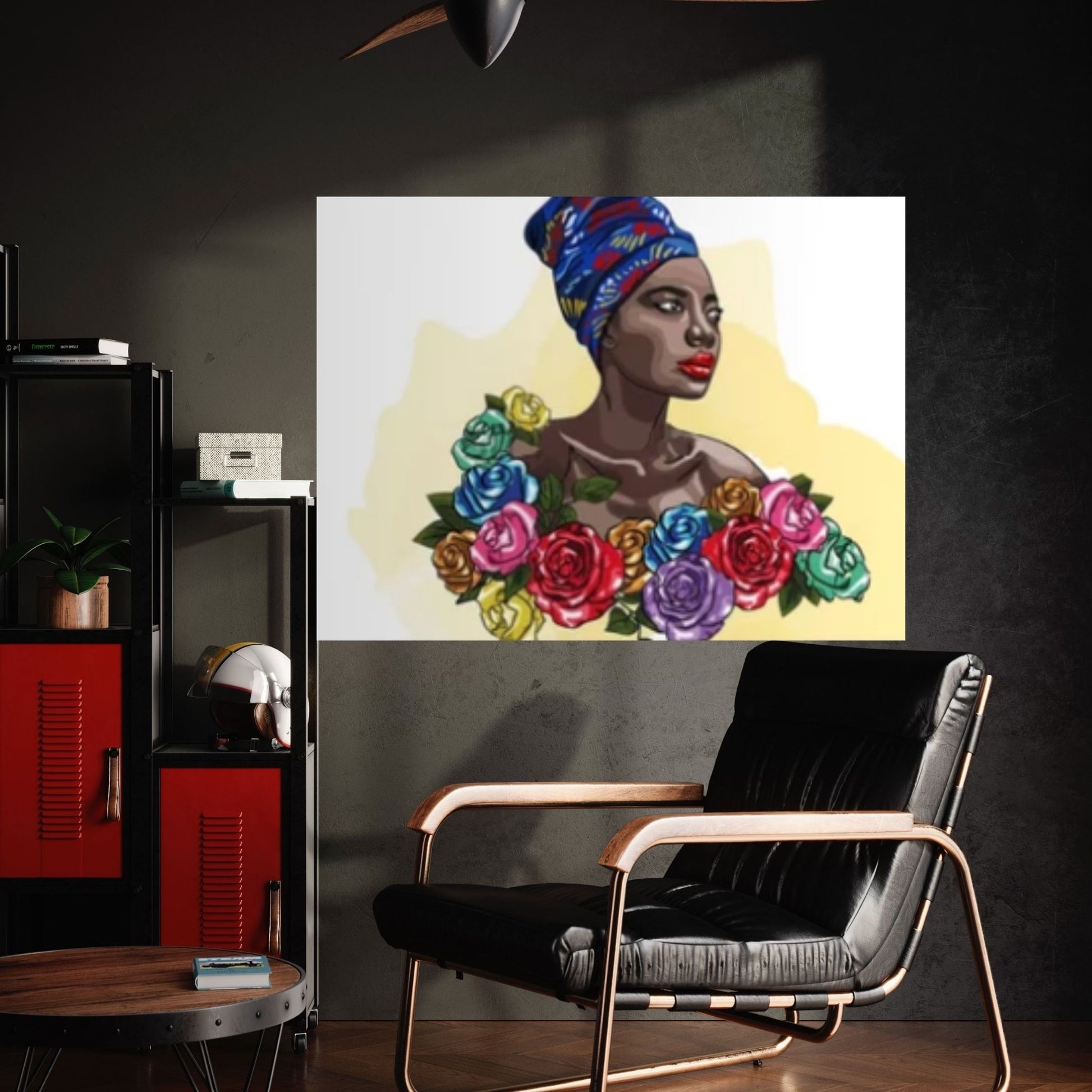 African Art Wall Decor, African Woman Makeup Wall Art, Modern Gold Lips Wall Art - Y Canvas