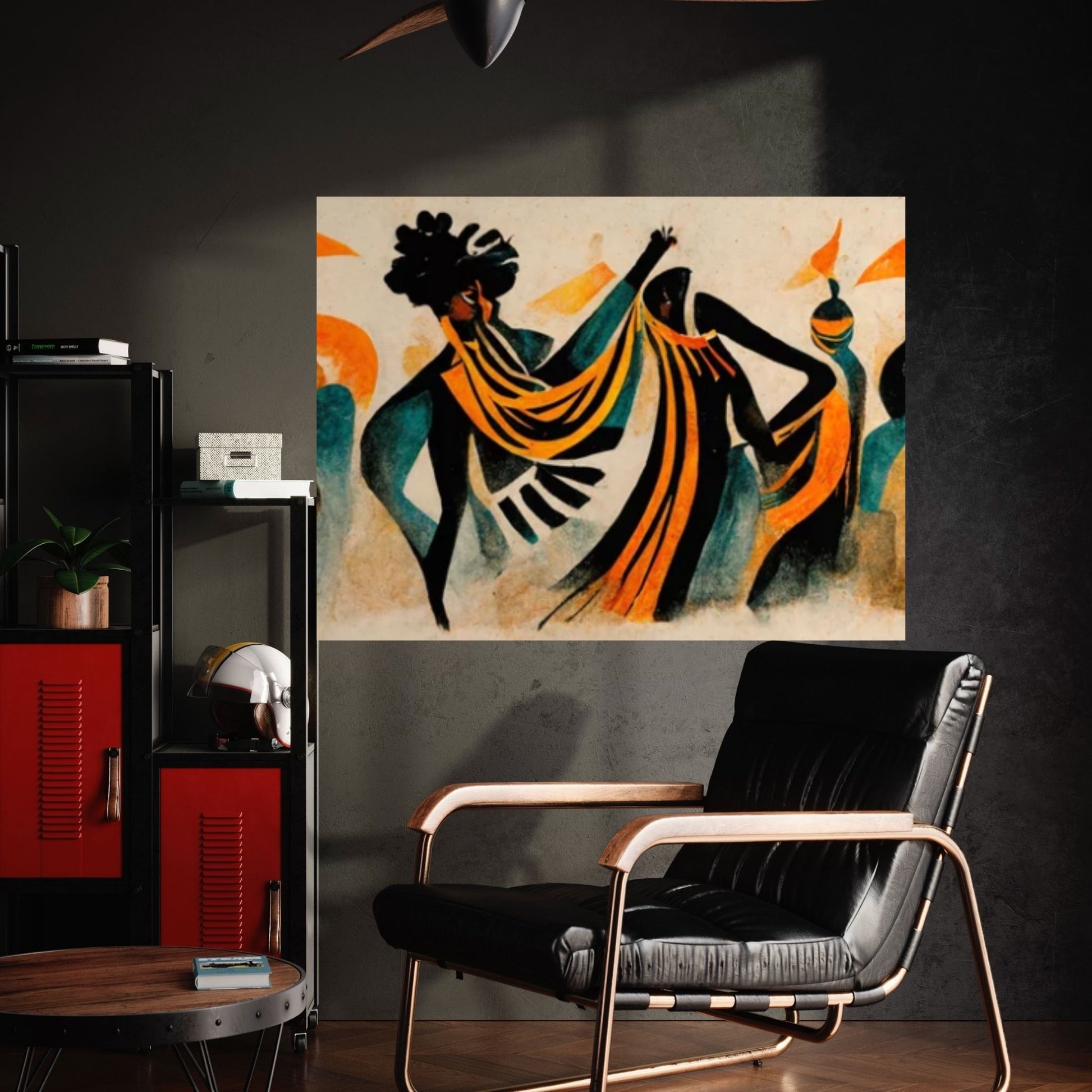 Modern African Canvas Wall Art - Colorful and Abstract Dancing People - Y Canvas