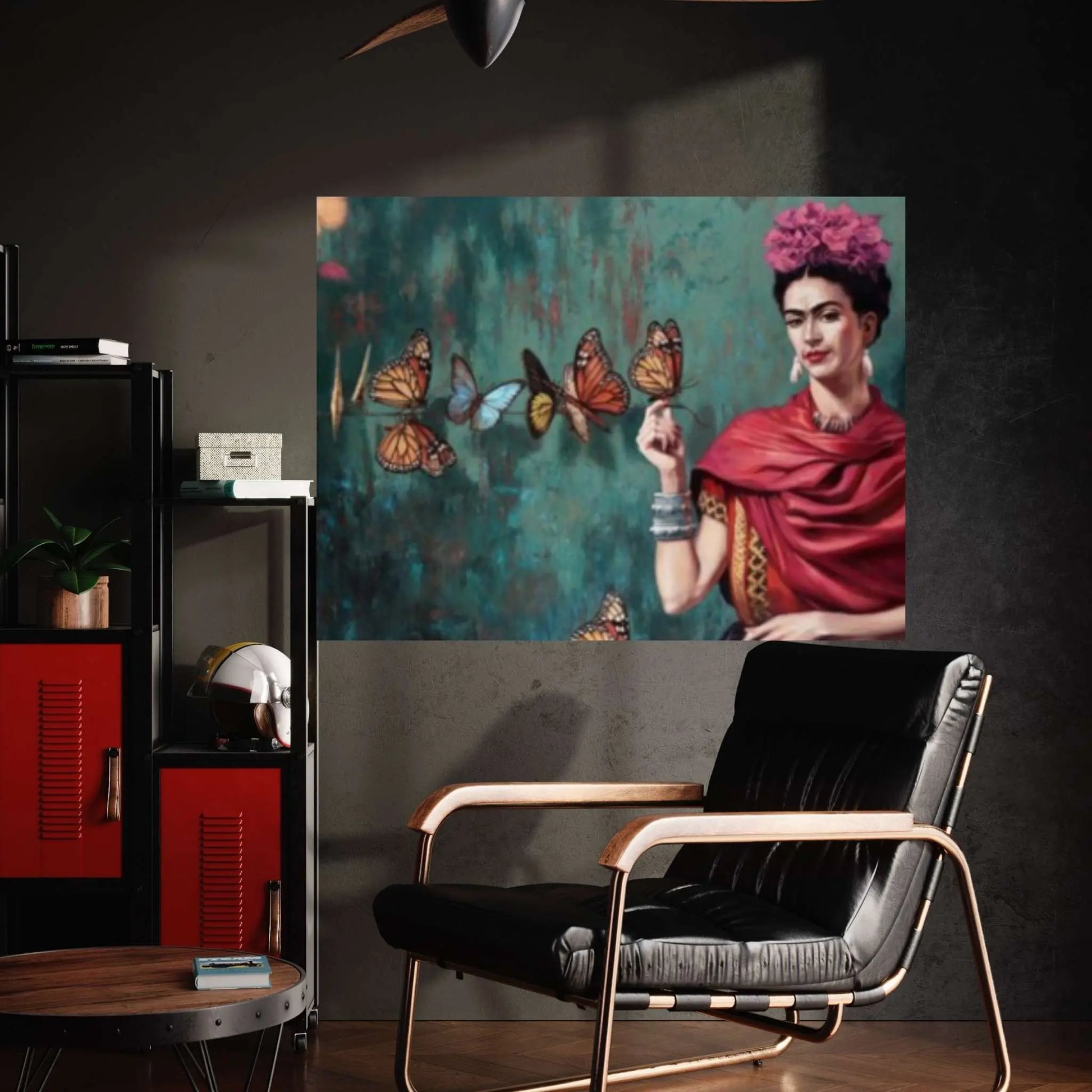 Frida Kahlo Printed, Colorful Printed, Frida And Butterflies Canvas Poster - Y Canvas