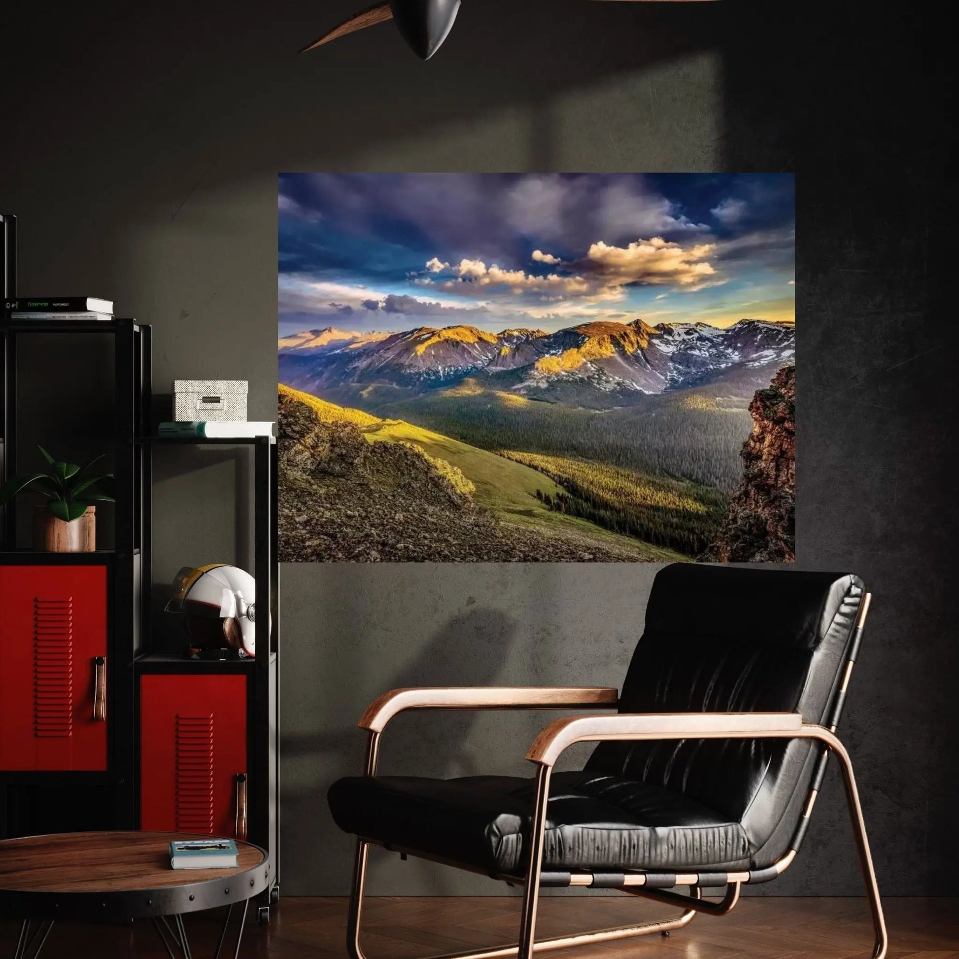 USA, Colorado, Rocky Mountain National Park. Mountain and valley landscape at sunset Canvas Wall Art - Y Canvas