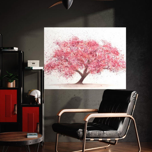 Cherry Tree Blossoms Painting Print on Canvas Wall Art Poster - Y Canvas