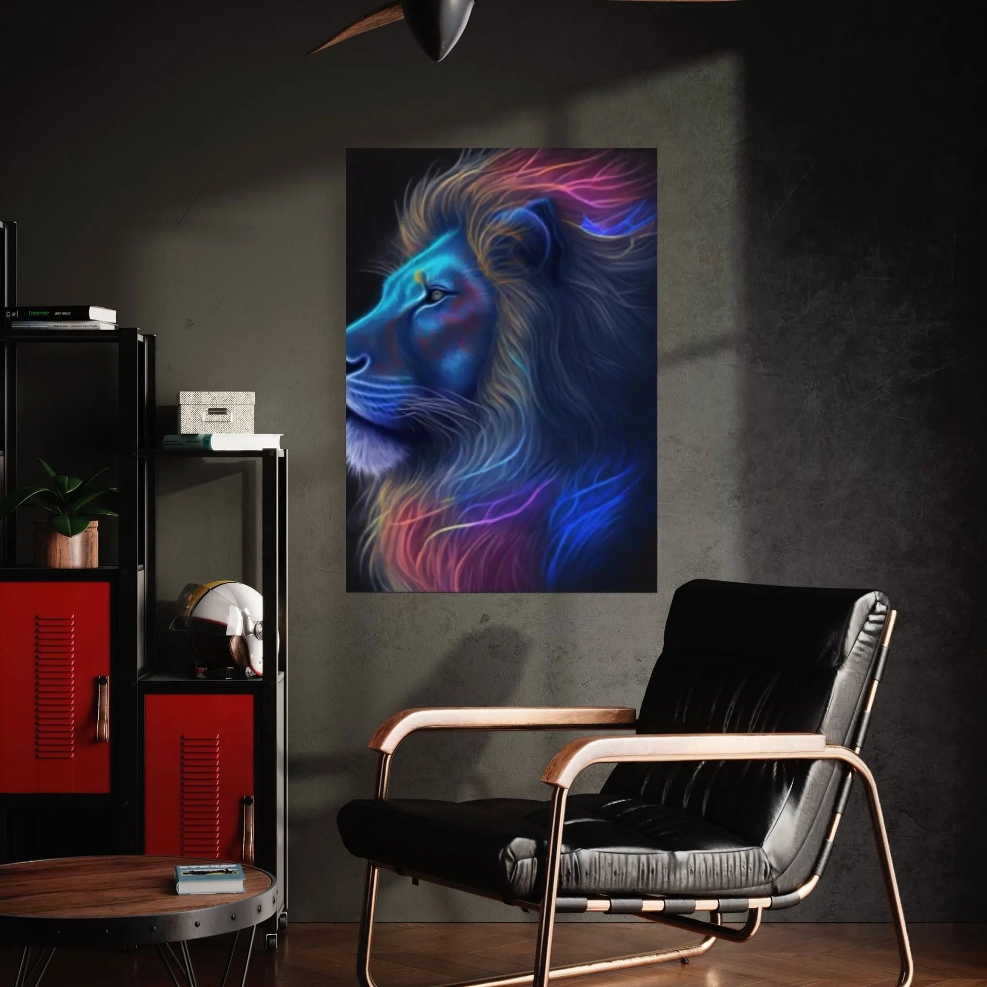 Lion Neon Canvas Wall Art Animal Wall Art, Canvas Wall Art,Animal wall art decor Large lion art - Y Canvas