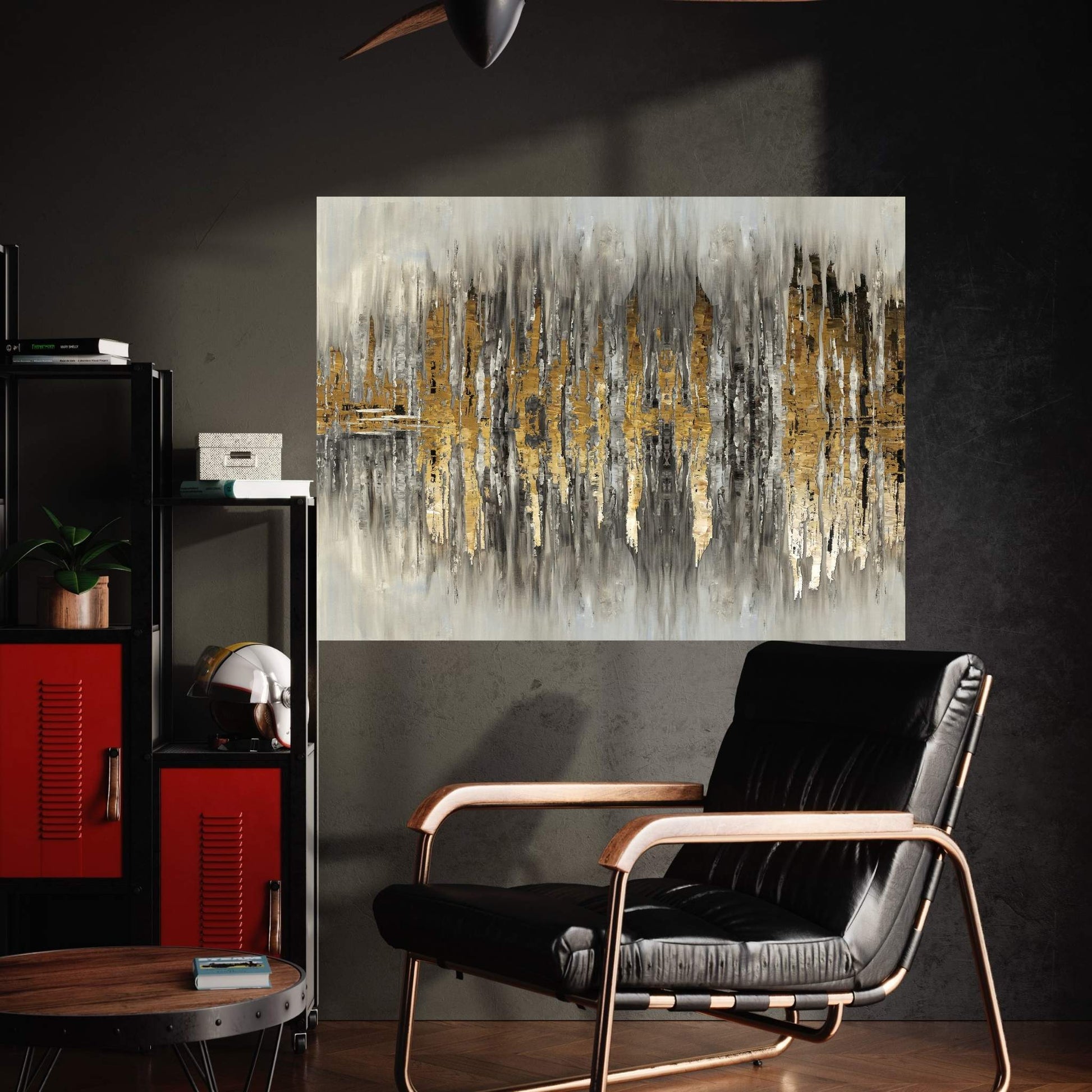 Modern Gold Abstract Wall Art Canvas - Y Canvas