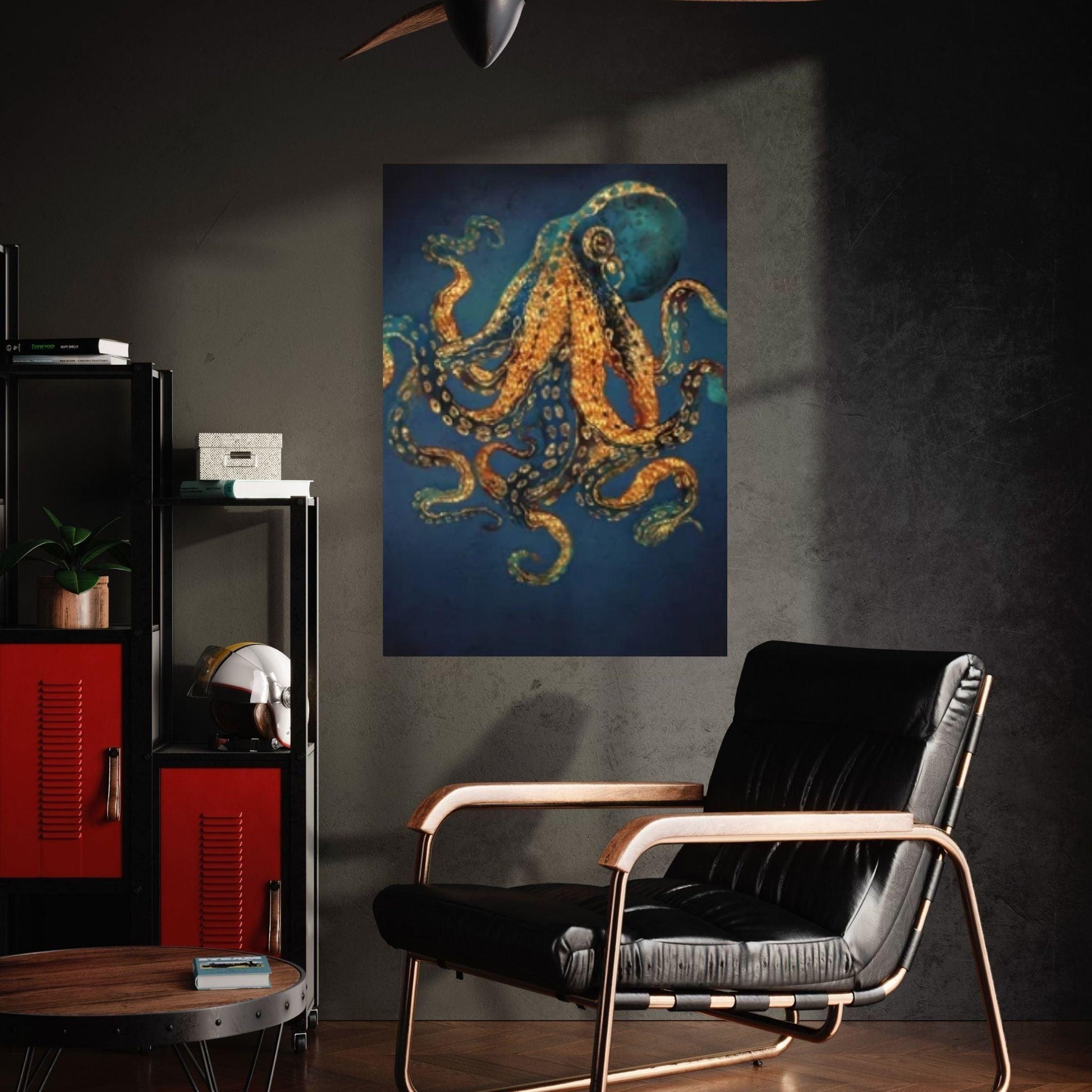 Octopus Wall ArtAnimal Decor, Animal Wall Art, Sea Octopus Oil Painting Poster Wall Art - Y Canvas