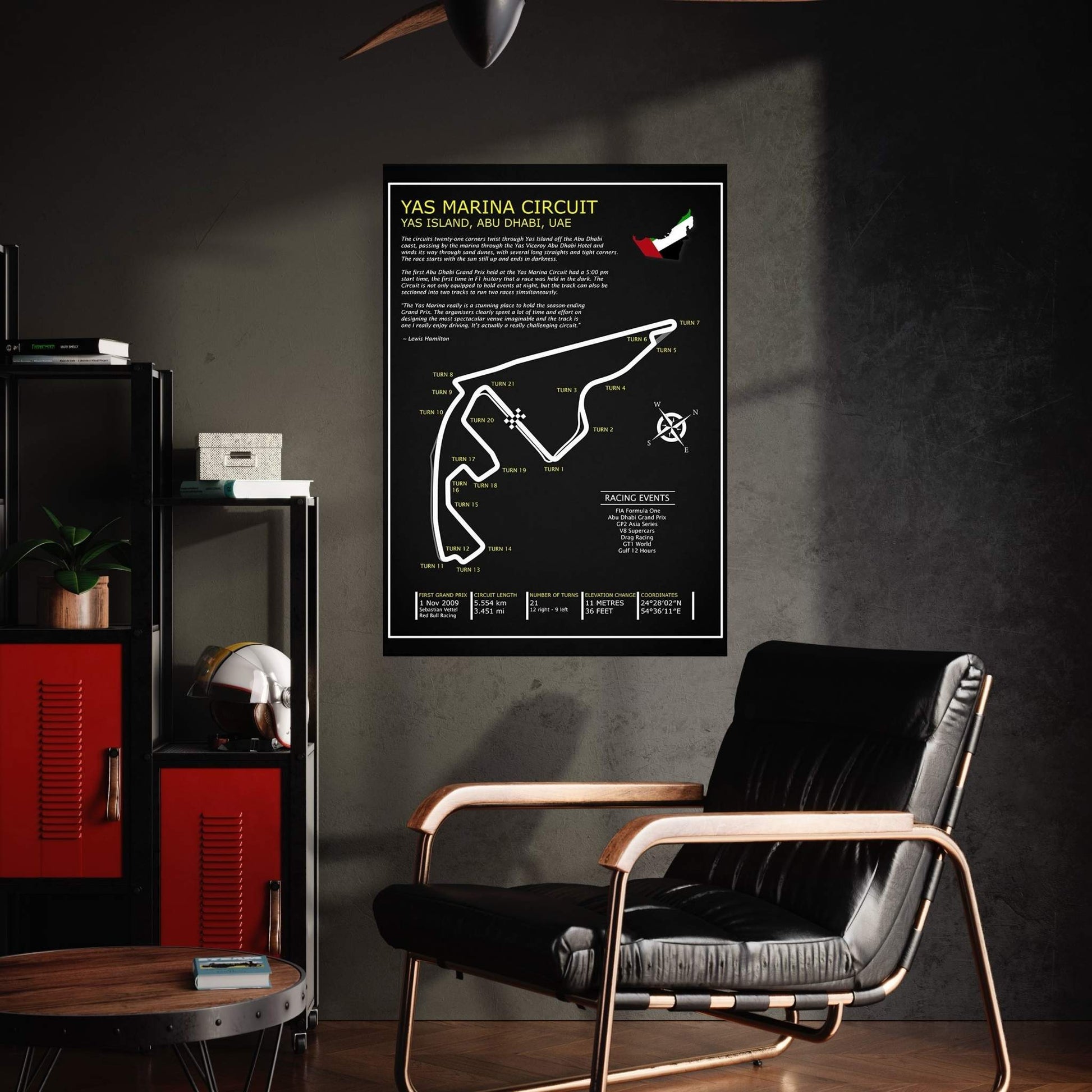 Yas Marina Circuit UAE BL Canvas Wall Art - Y Canvas