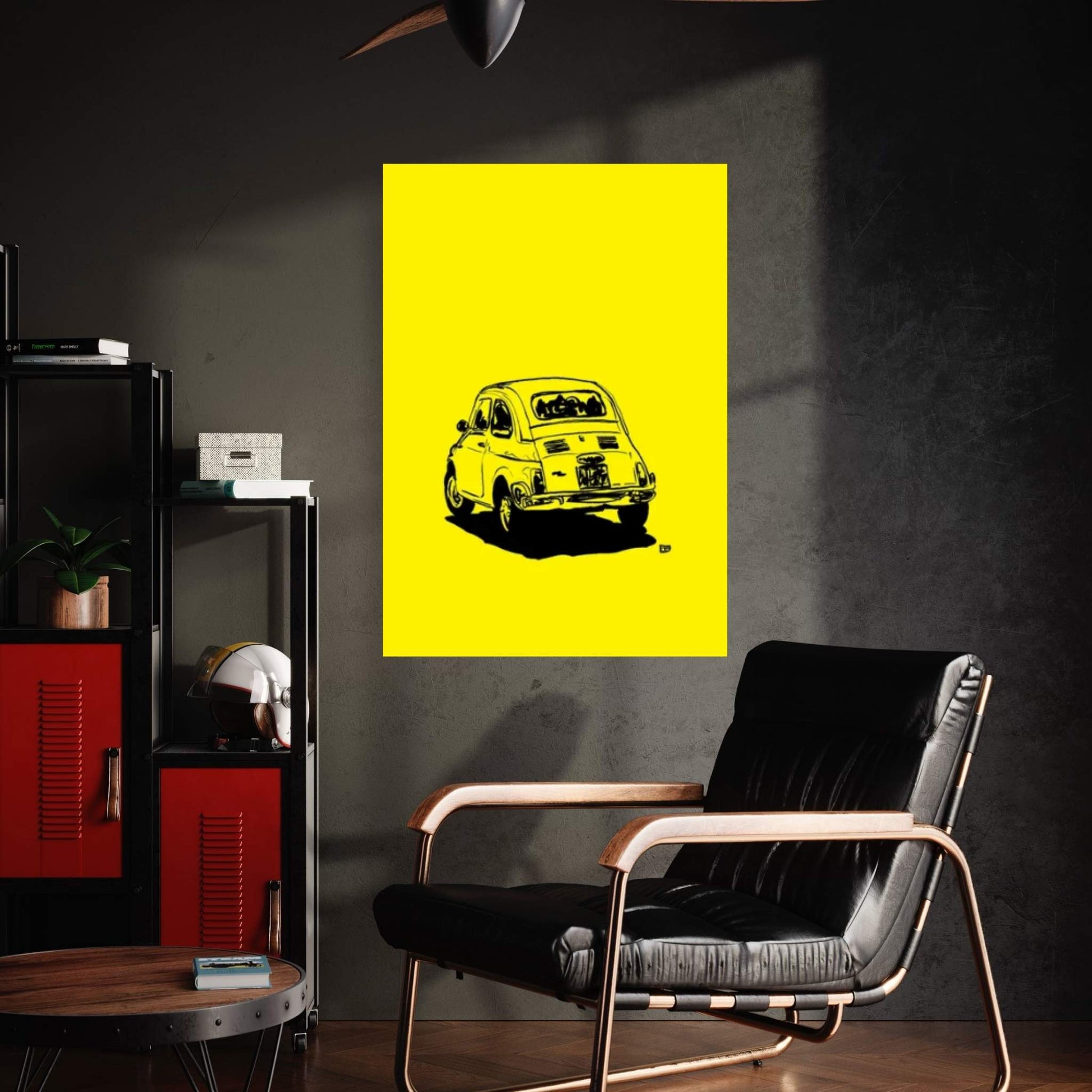 Fiat 500 In Yellow Canvas Wall Art - Y Canvas